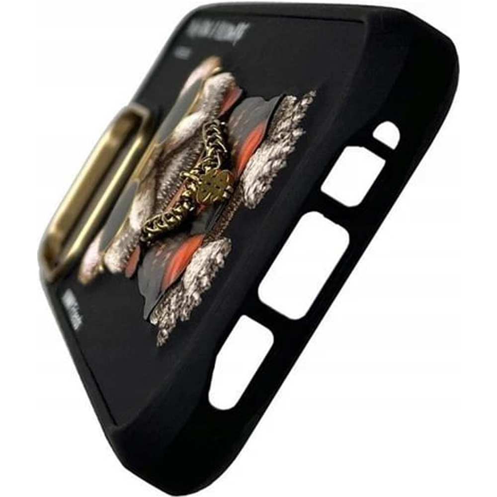 قاب محافظ گوشی آیفون 16 پرو بولداگ با زنجیر و عینک واقعی نیمی 01