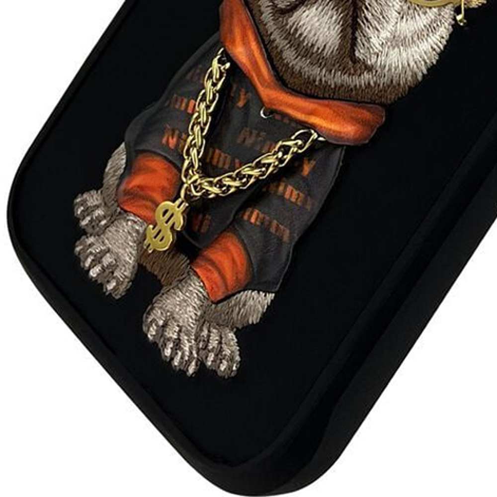 قاب محافظ گوشی آیفون 16 پرو بولداگ با زنجیر و عینک واقعی نیمی 01