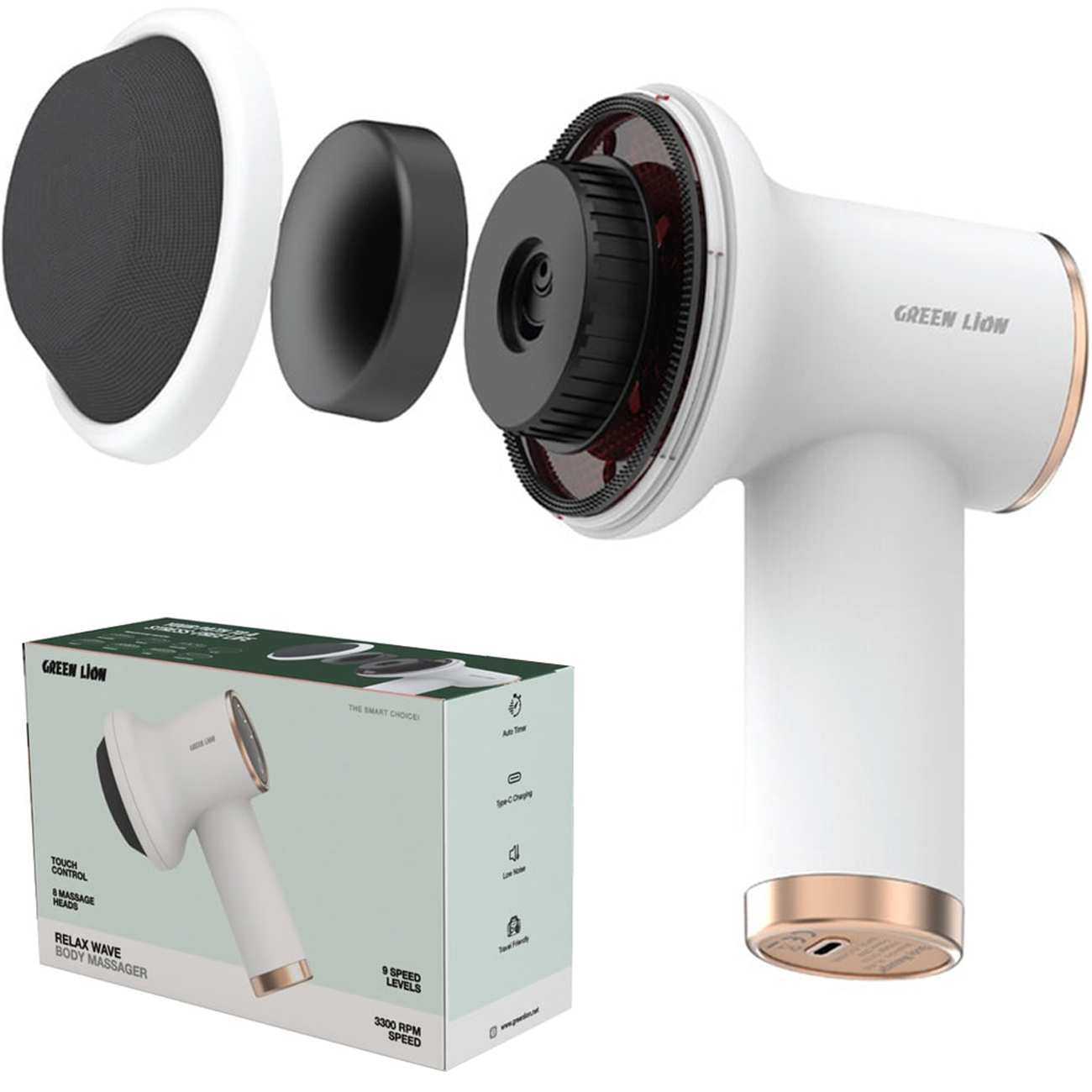 ماساژور بدن شارژی چند سر گرین لاین GNRLWVEBMGWH GL-MG12