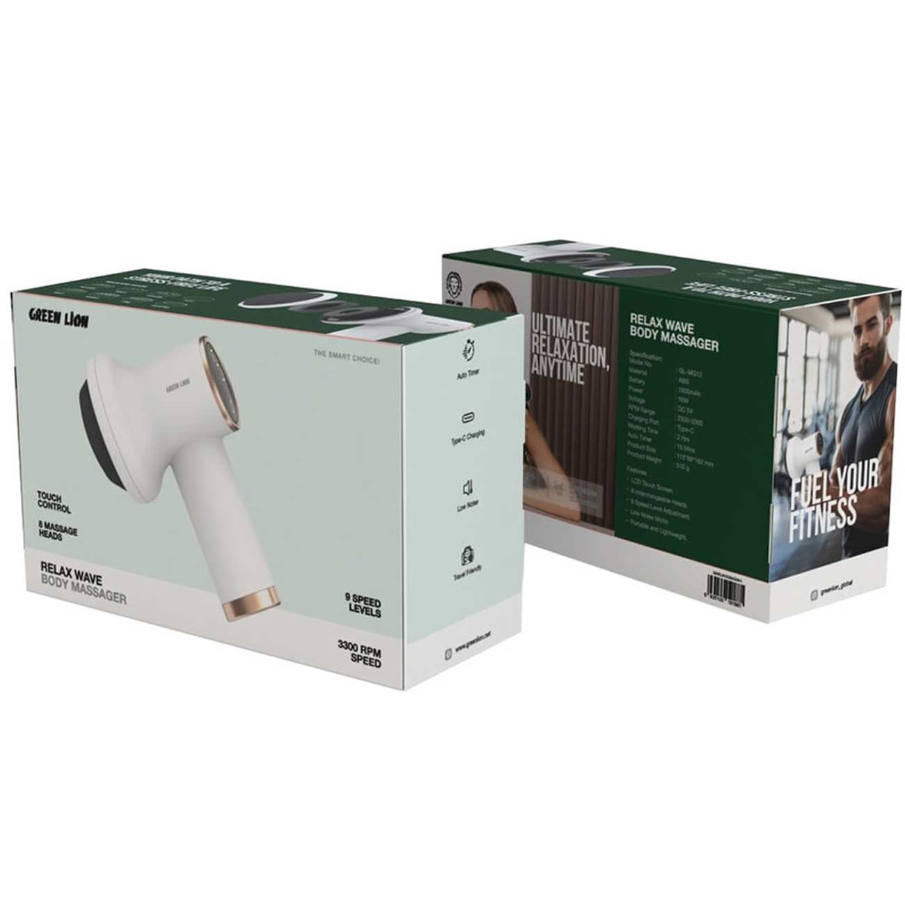 ماساژور بدن شارژی چند سر گرین لاین GNRLWVEBMGWH GL-MG12