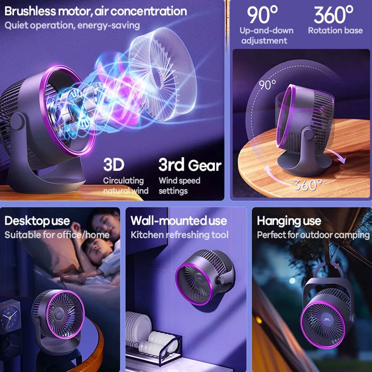 پنکه شارژی رومیزی و دیواری ریمکس F27