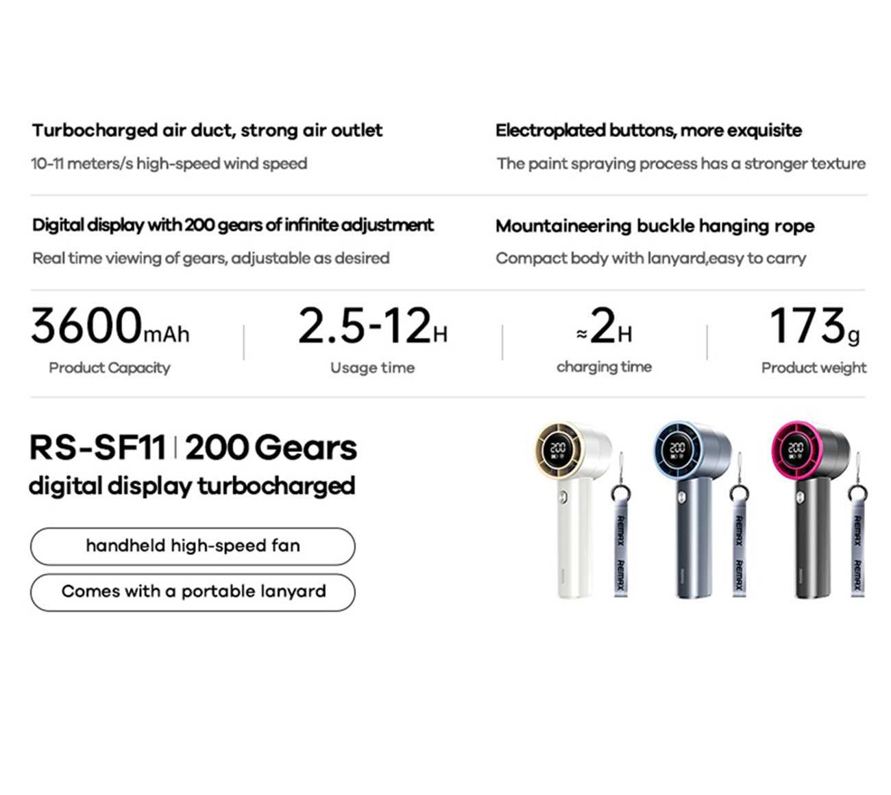 پنکه شارژی قابل حمل ریمکس RS-SF11