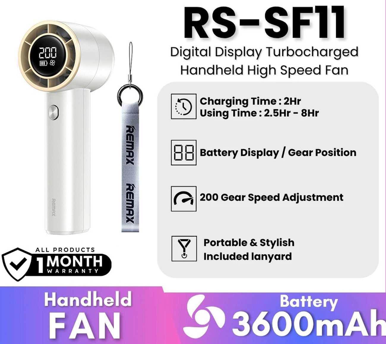 پنکه شارژی قابل حمل ریمکس RS-SF11