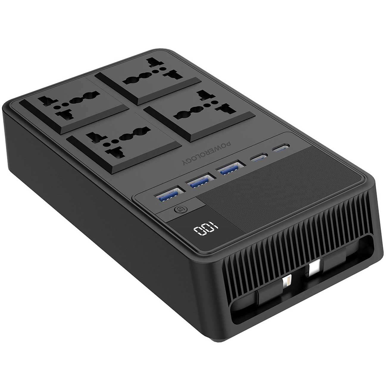 چند راهی و محافظ برق 2500 وات 4 سوکت، 3*USB و 2*تایپ سی پاورولوژی PWC029