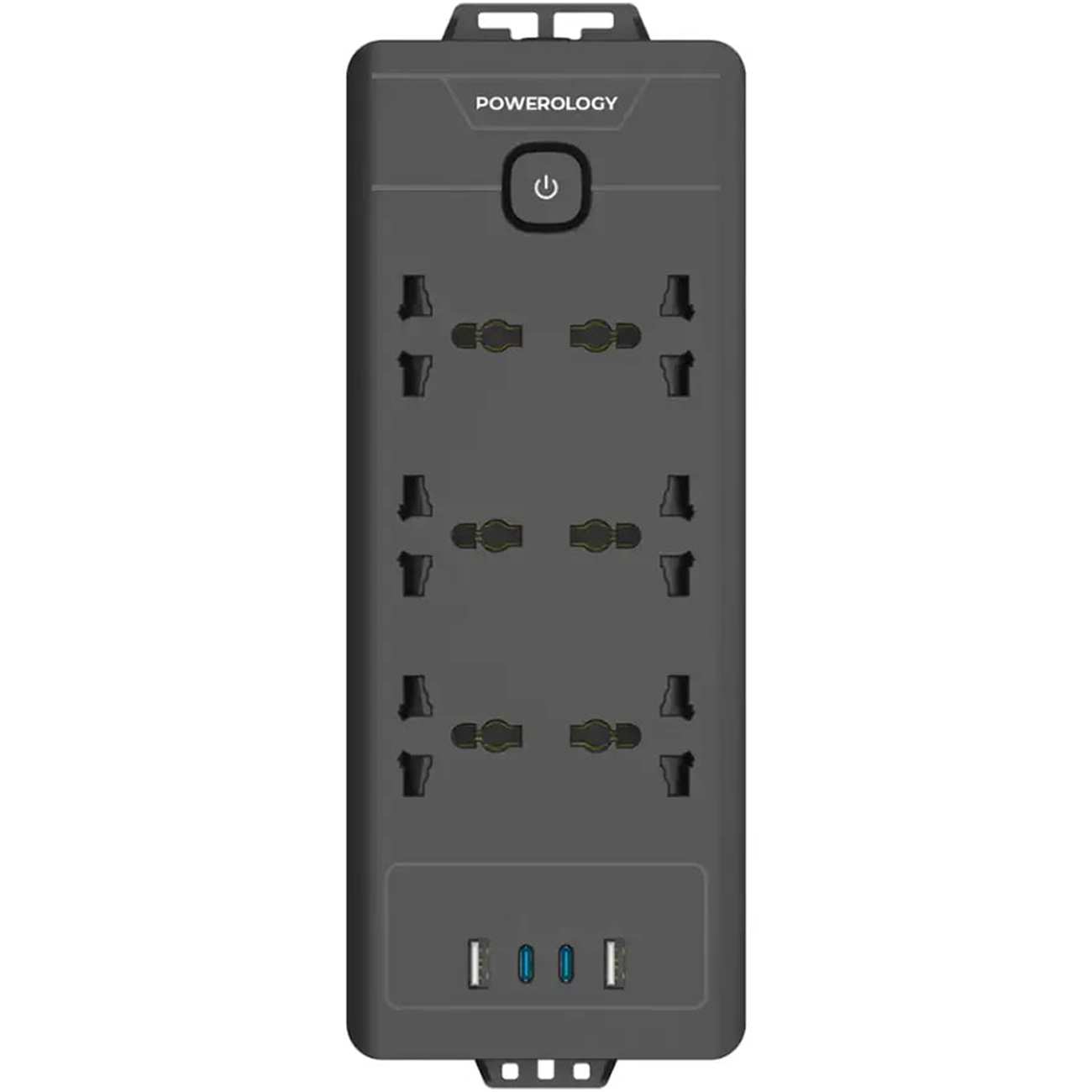 چند راهی و محافظ برق 2500 وات 6 سوکت، 2*USB و 2*تایپ سی پاورولوژی PWCUQC034