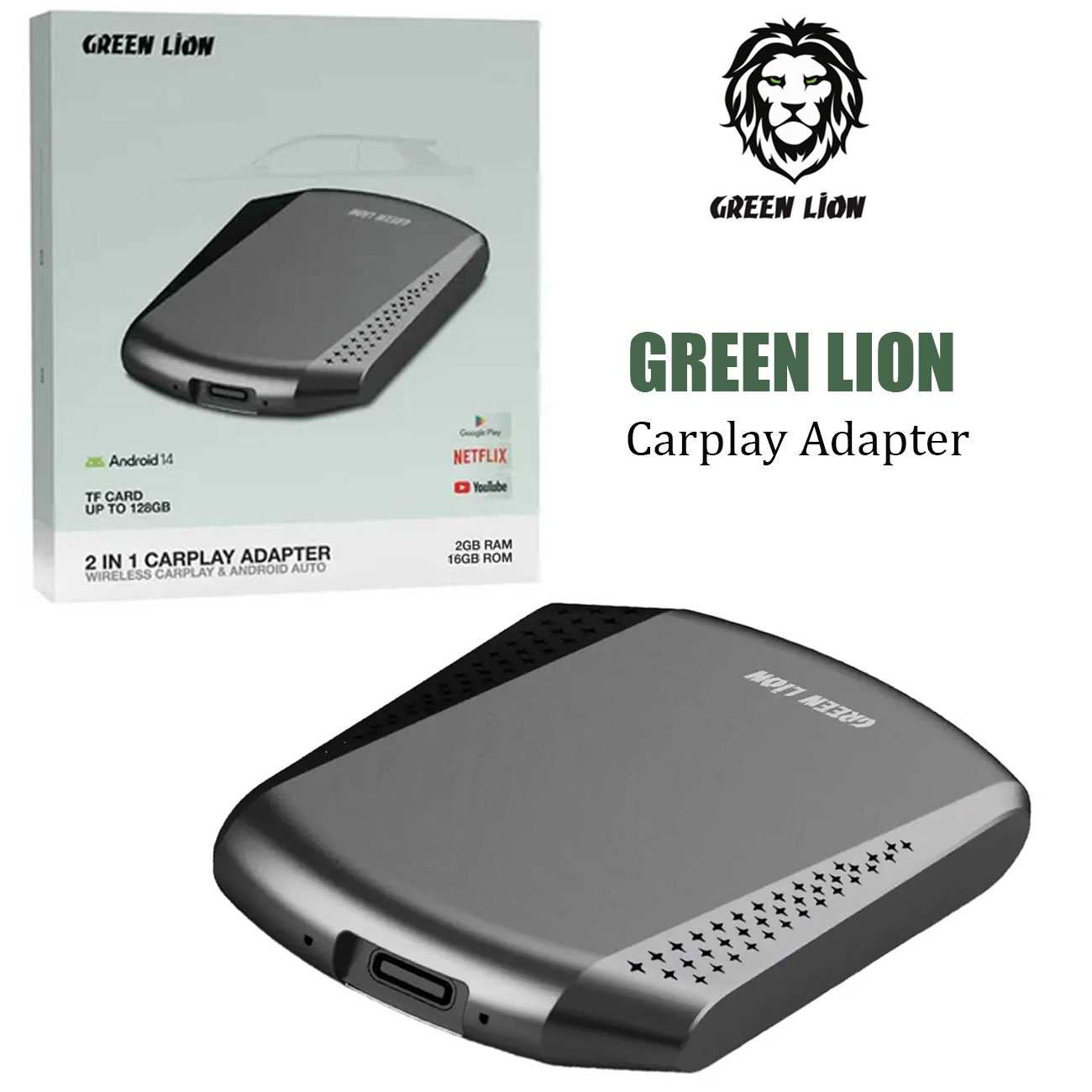 آداپتور و دانگل بلوتوثی کارپلی و اندروید اتو خودرو گرین لاین GNCP2GBRMBK