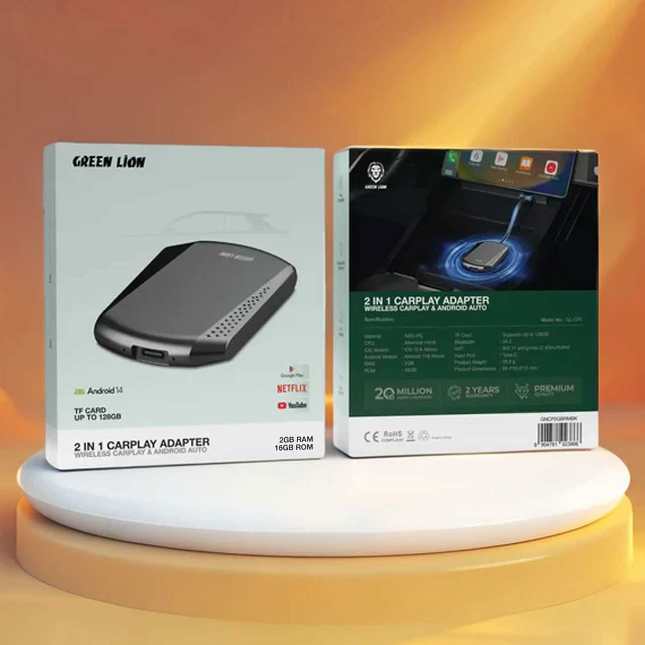 آداپتور و دانگل بلوتوثی کارپلی و اندروید اتو خودرو گرین لاین GNCP2GBRMBK