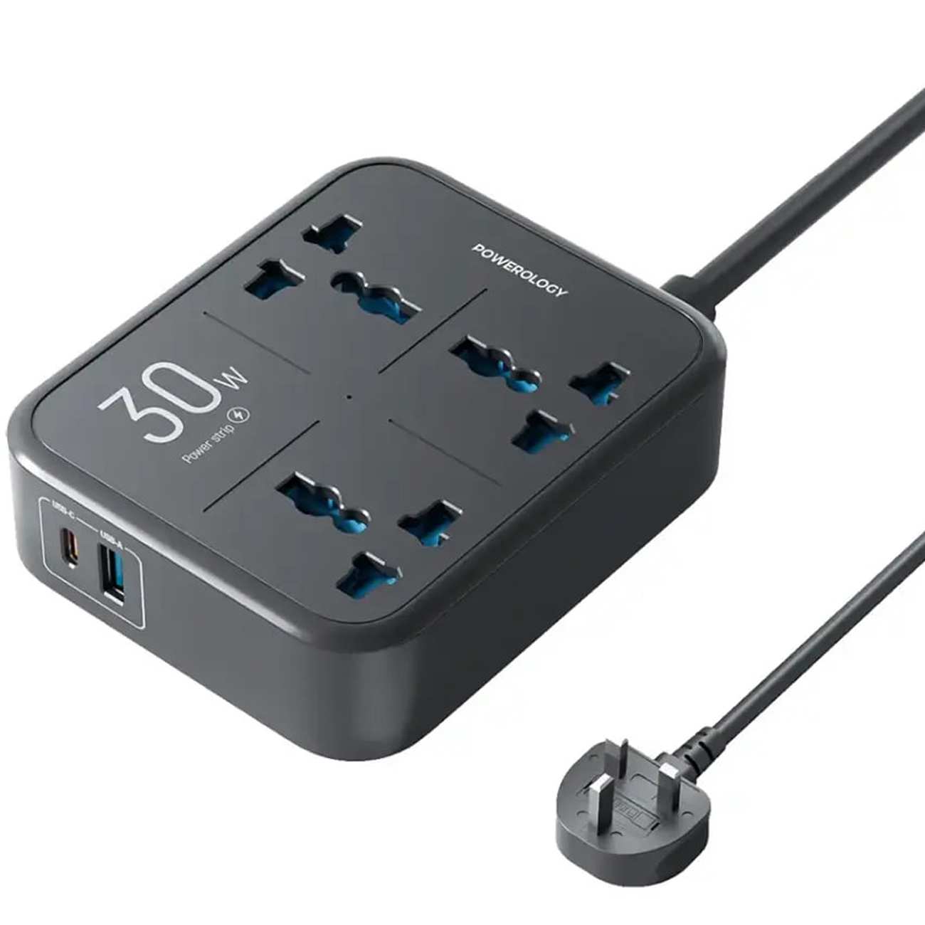 چند راهی و محافظ برق 3250 وات سه سوکت، یک USB و یک تایپ سی پاورولوژی PWCUQC037