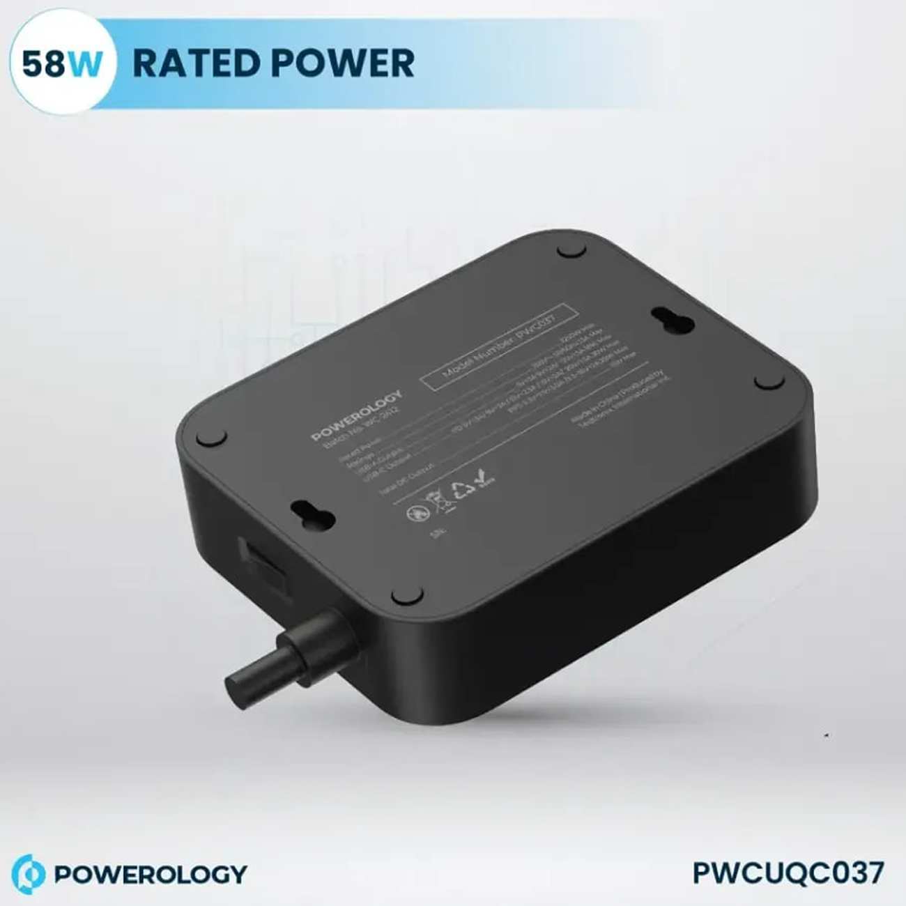 چند راهی و محافظ برق 3250 وات سه سوکت، یک USB و یک تایپ سی پاورولوژی PWCUQC037