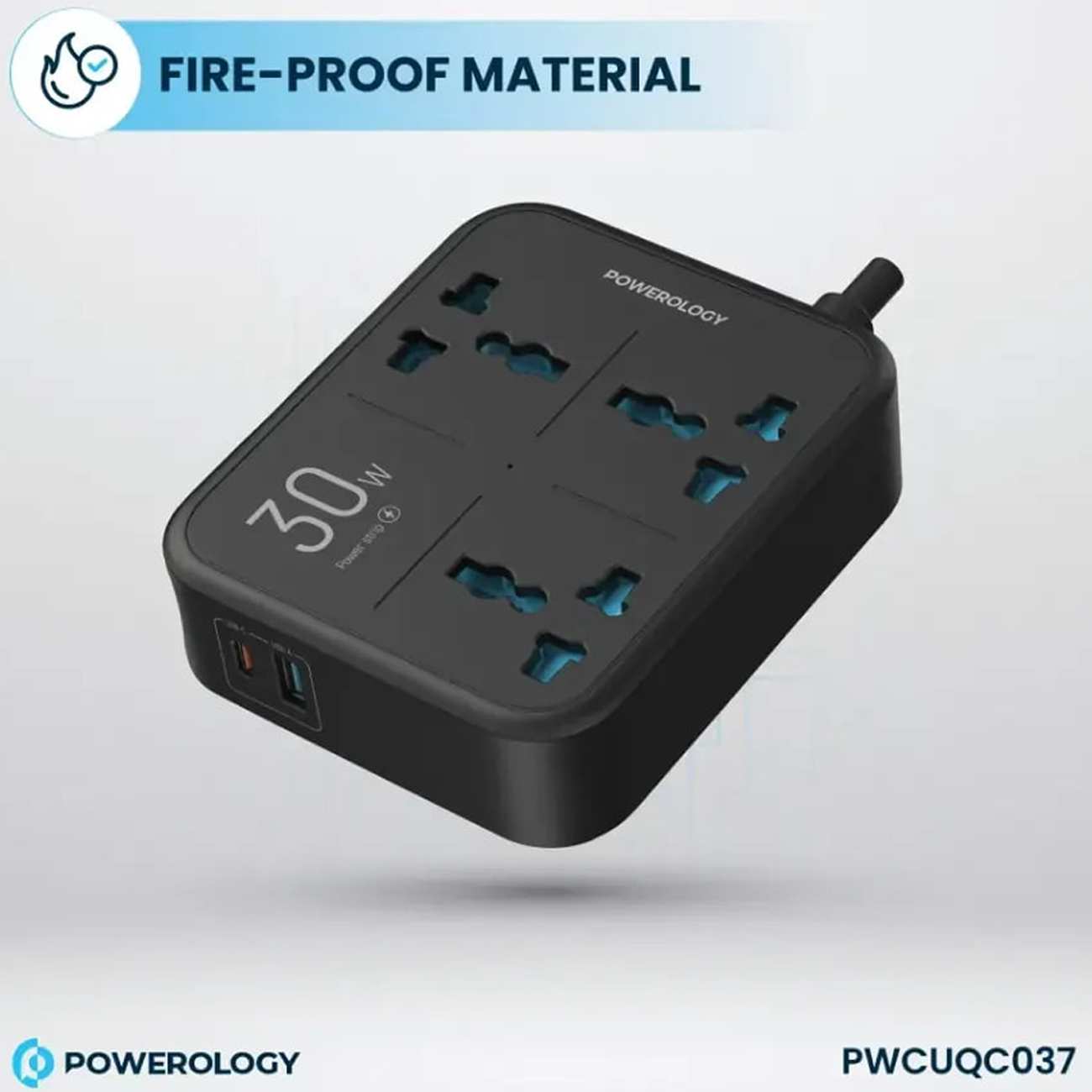 چند راهی و محافظ برق 3250 وات سه سوکت، یک USB و یک تایپ سی پاورولوژی PWCUQC037