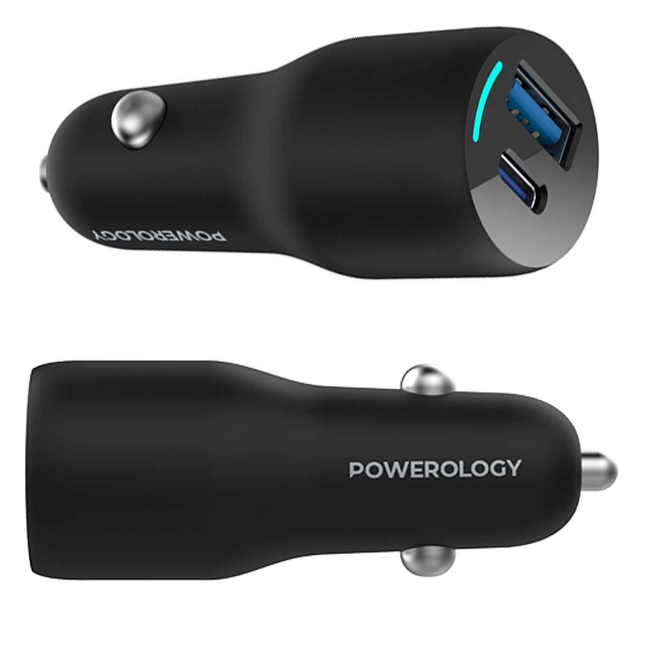 شارژر فندکی فست شارژ ماشین USB و تایپ سی 53 وات پاورولوژی PCCSR012