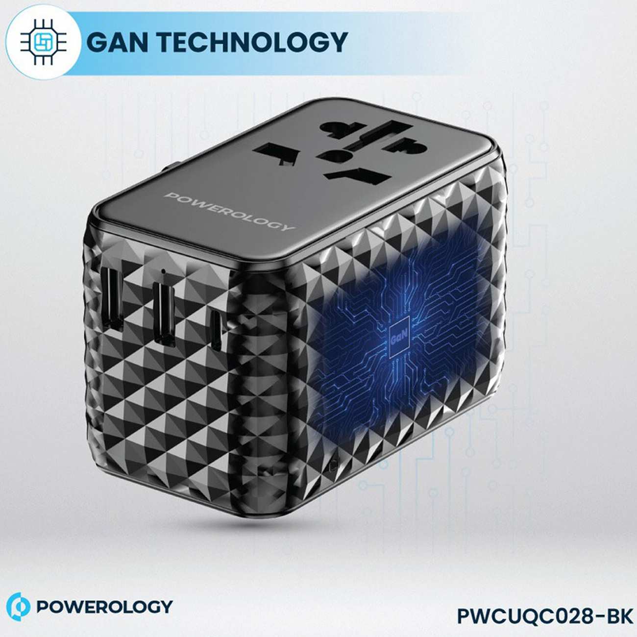 مبدل برق چندکاره 2500 وات و شارژر دیواری فست USB و تایپ سی 20 وات پاورولوژی PWCUQC028