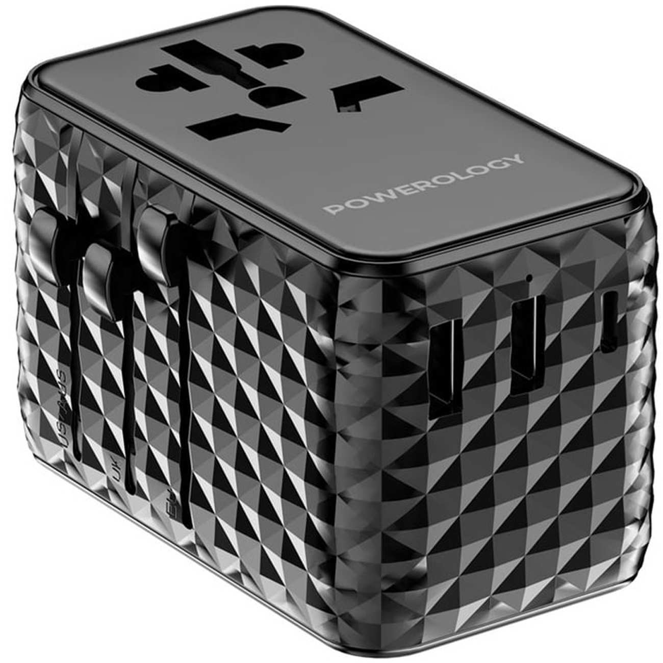 مبدل برق چندکاره 2500 وات و شارژر دیواری فست USB و تایپ سی 20 وات پاورولوژی PWCUQC028