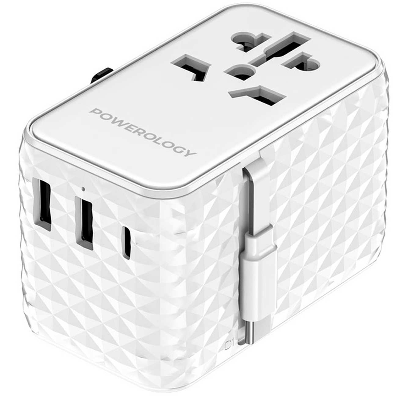 مبدل برق چندکاره 2500 وات و شارژر دیواری فست USB و تایپ سی 20 وات پاورولوژی PWCUQC028