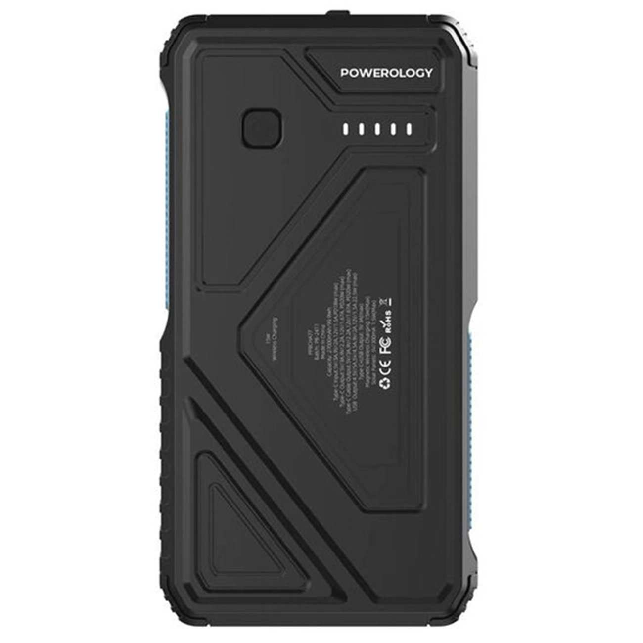 پاوربانک وایرلس خورشیدی 27000 تایپ سی و یو اس بی 22.5 وات پاورولوژی PP077 PPBCHA77 دارای چراغقوه