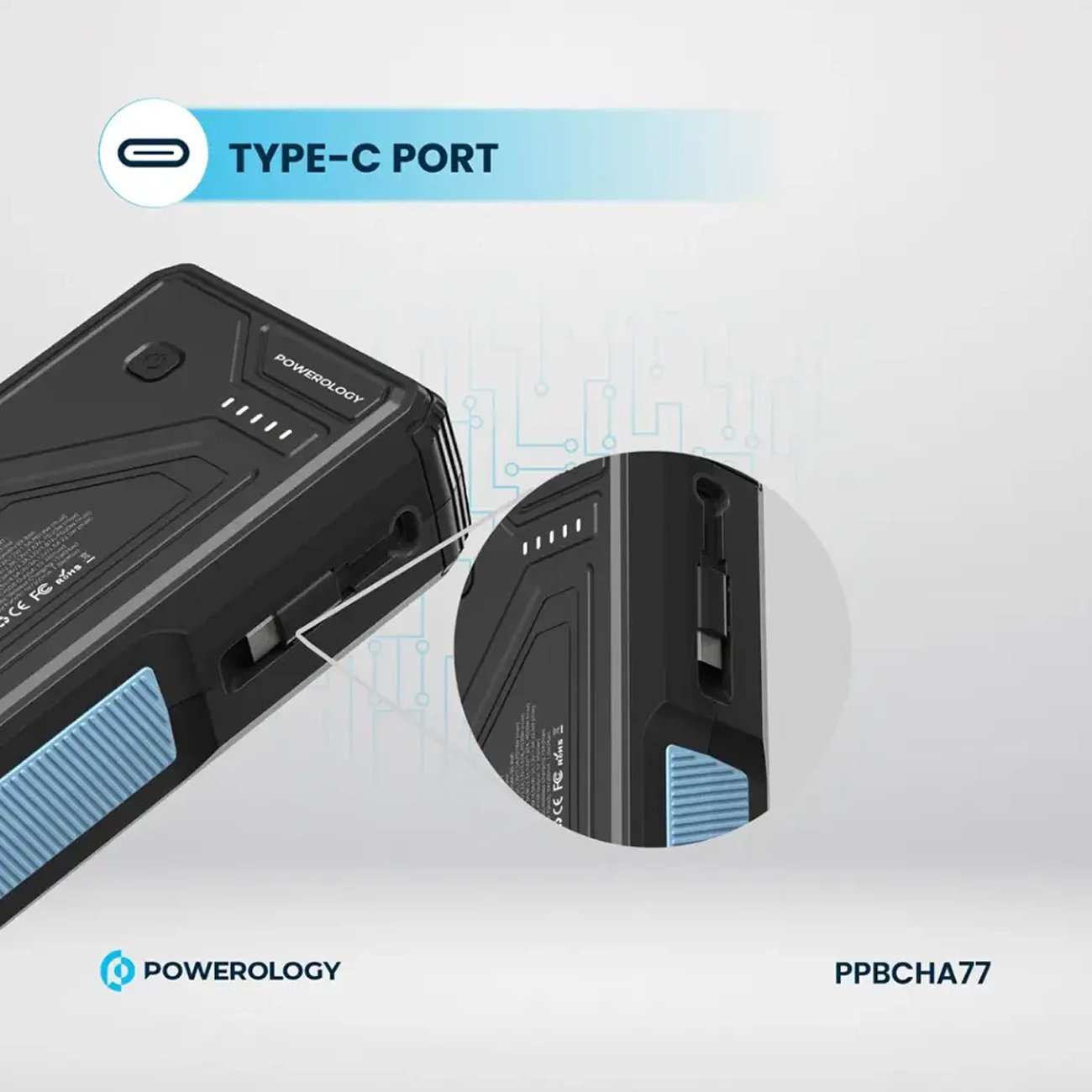 پاوربانک وایرلس خورشیدی 27000 تایپ سی و یو اس بی 22.5 وات پاورولوژی PP077 PPBCHA77 دارای چراغقوه