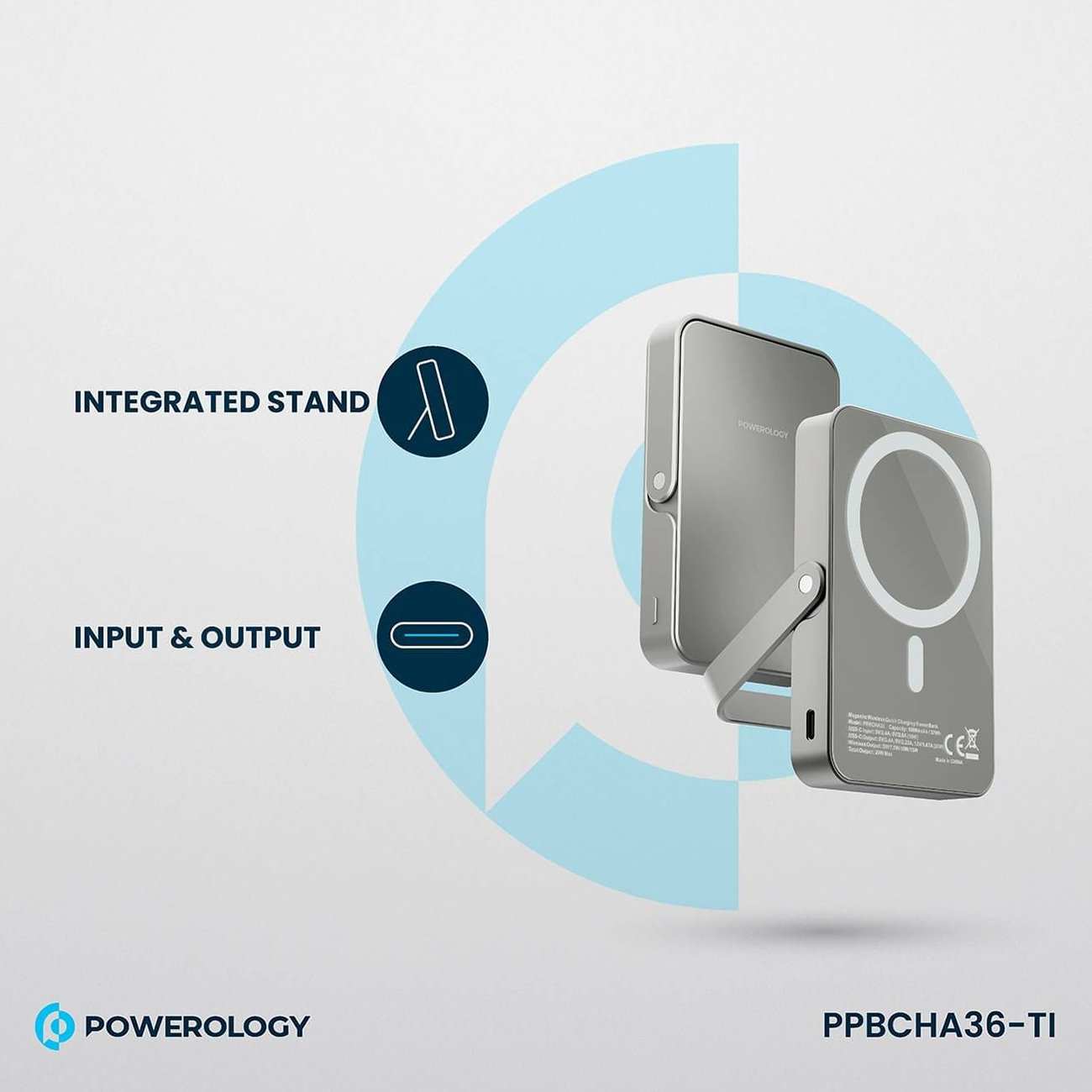 پاور بانک 10000 مگسیف 15 وات و تایپ سی 20 وات پاورولوژی PP036