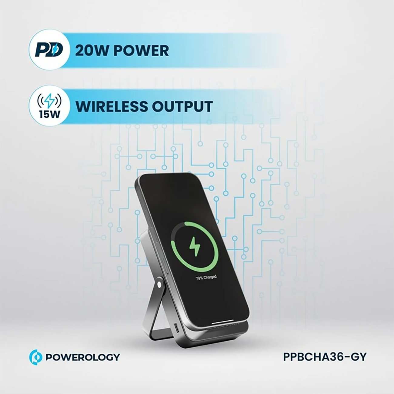 پاور بانک 10000 مگسیف 15 وات و تایپ سی 20 وات پاورولوژی PP036