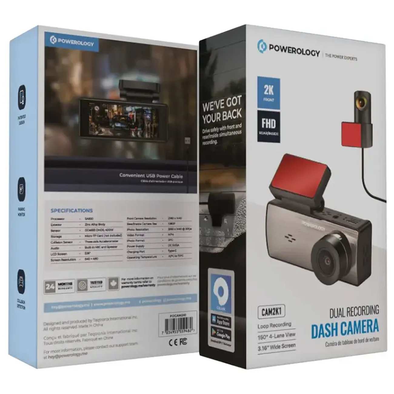 دوربین ثبت وقایع خودرو پاورولوژی PDCAM2K1 با قابلیت مکالمه