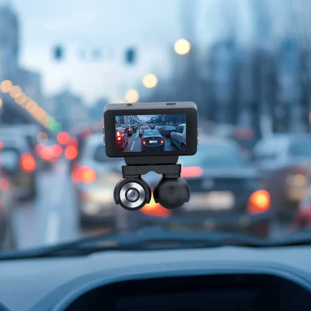 دوربین ثبت وقایع خودرو 4k پاورولوژی P4KCAM108 با دو لنز دوربین