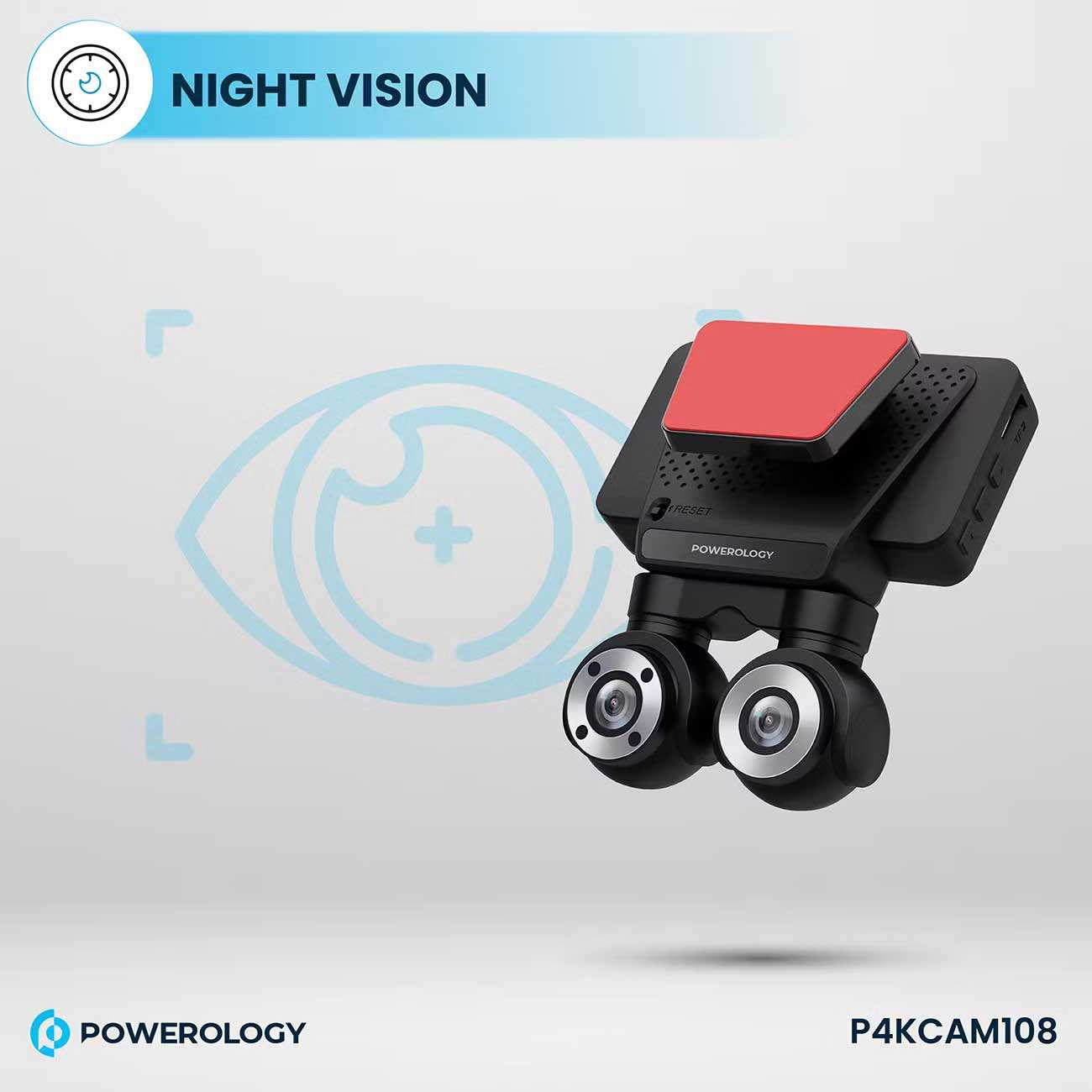 دوربین ثبت وقایع خودرو 4k پاورولوژی P4KCAM108 با دو لنز دوربین