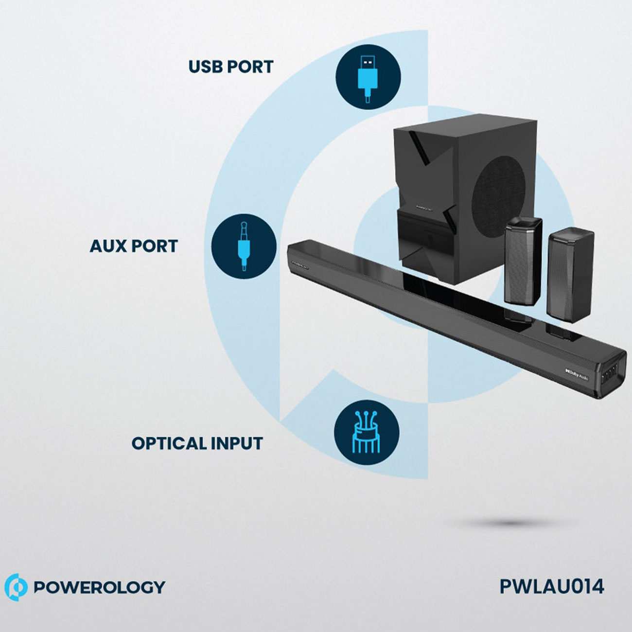 ساندبار و سینمای خانگی 5.1 کاناله پاورولوژی PWLAU014