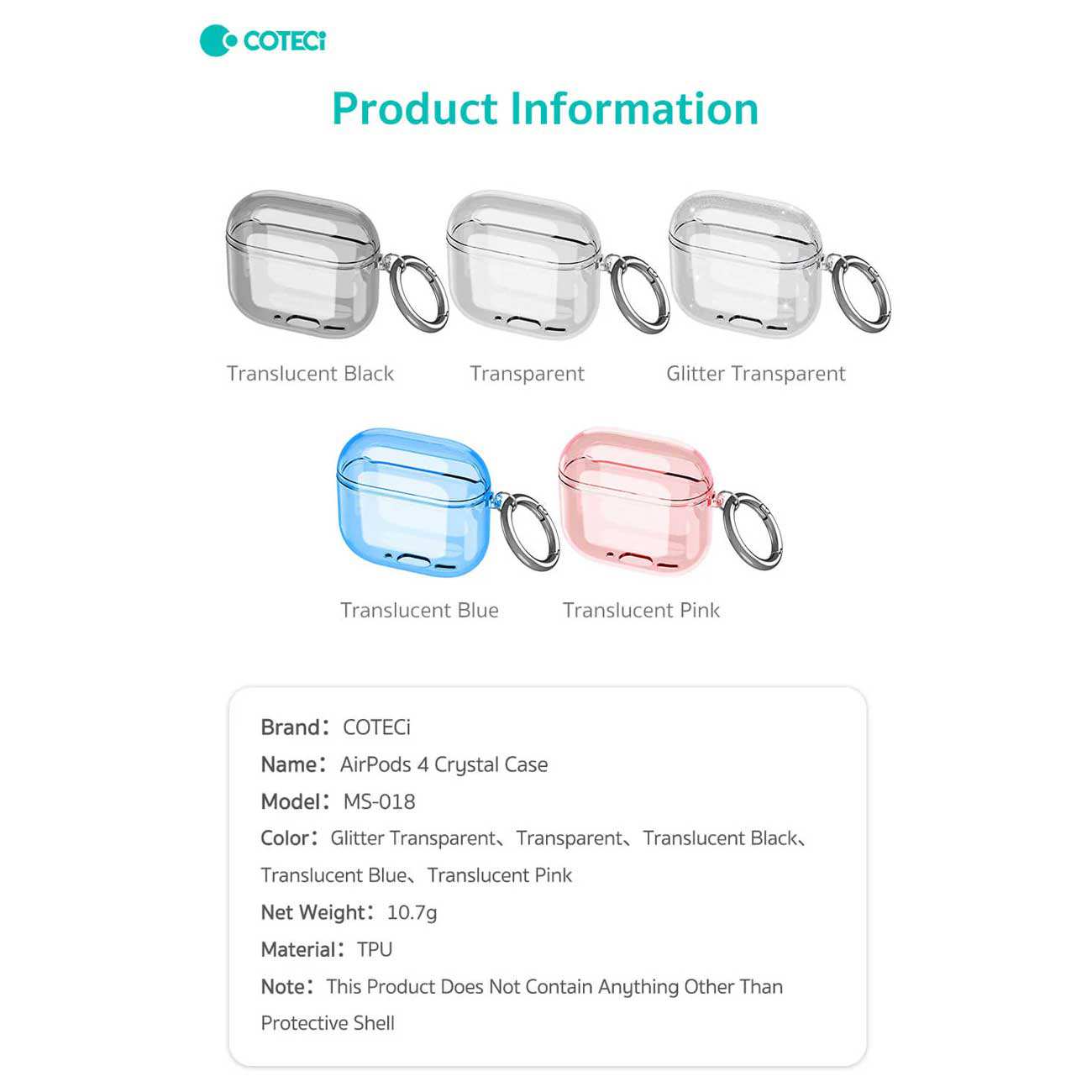 کاور سیلیکونی شفاف ایرپادز 4 کوتسی MS-018