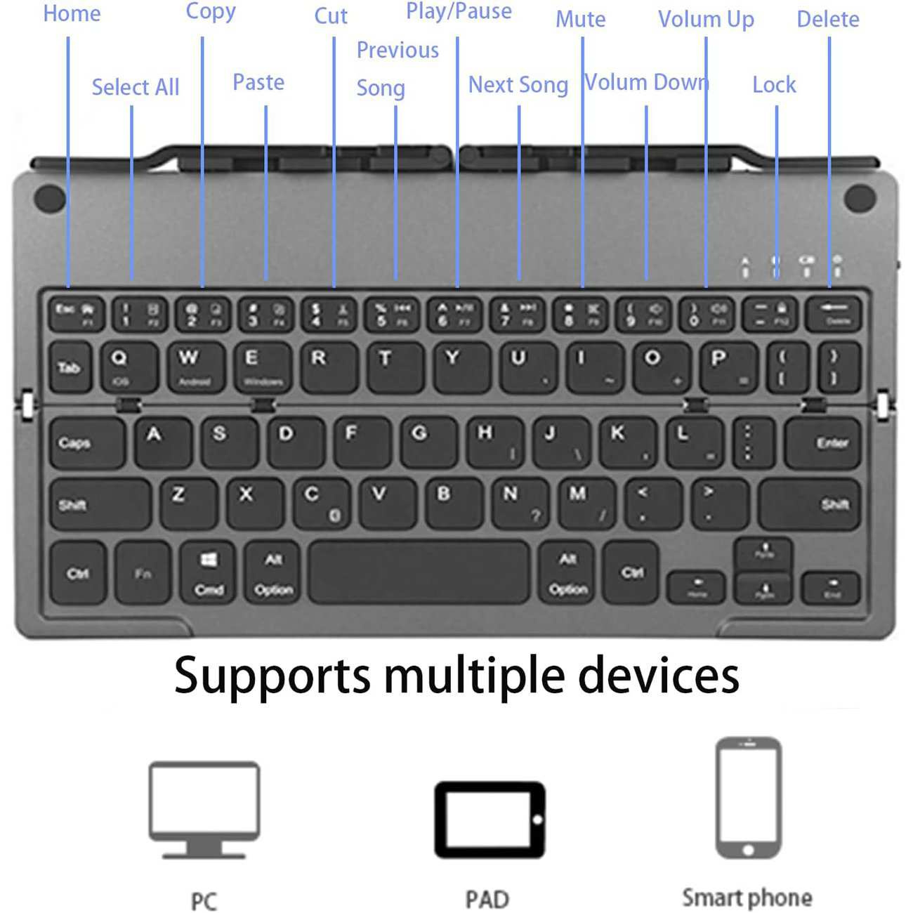 کیبورد بیسیم تاشو شارژی هارمونیکا HARMONICA با استند موبایل و تبلت