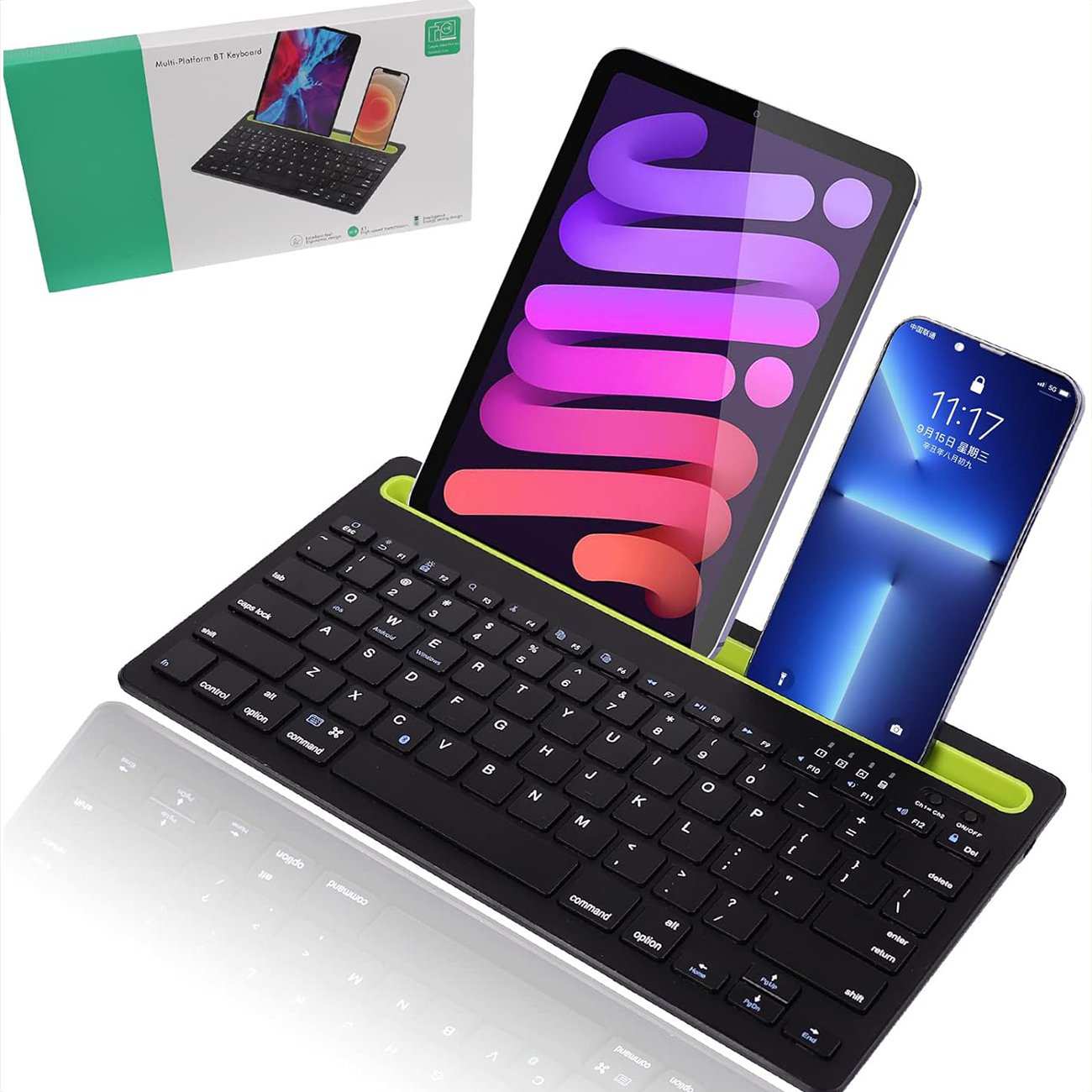 کیبورد بیسیم شارژی با استند موبایل و تبلت Multi-Platform