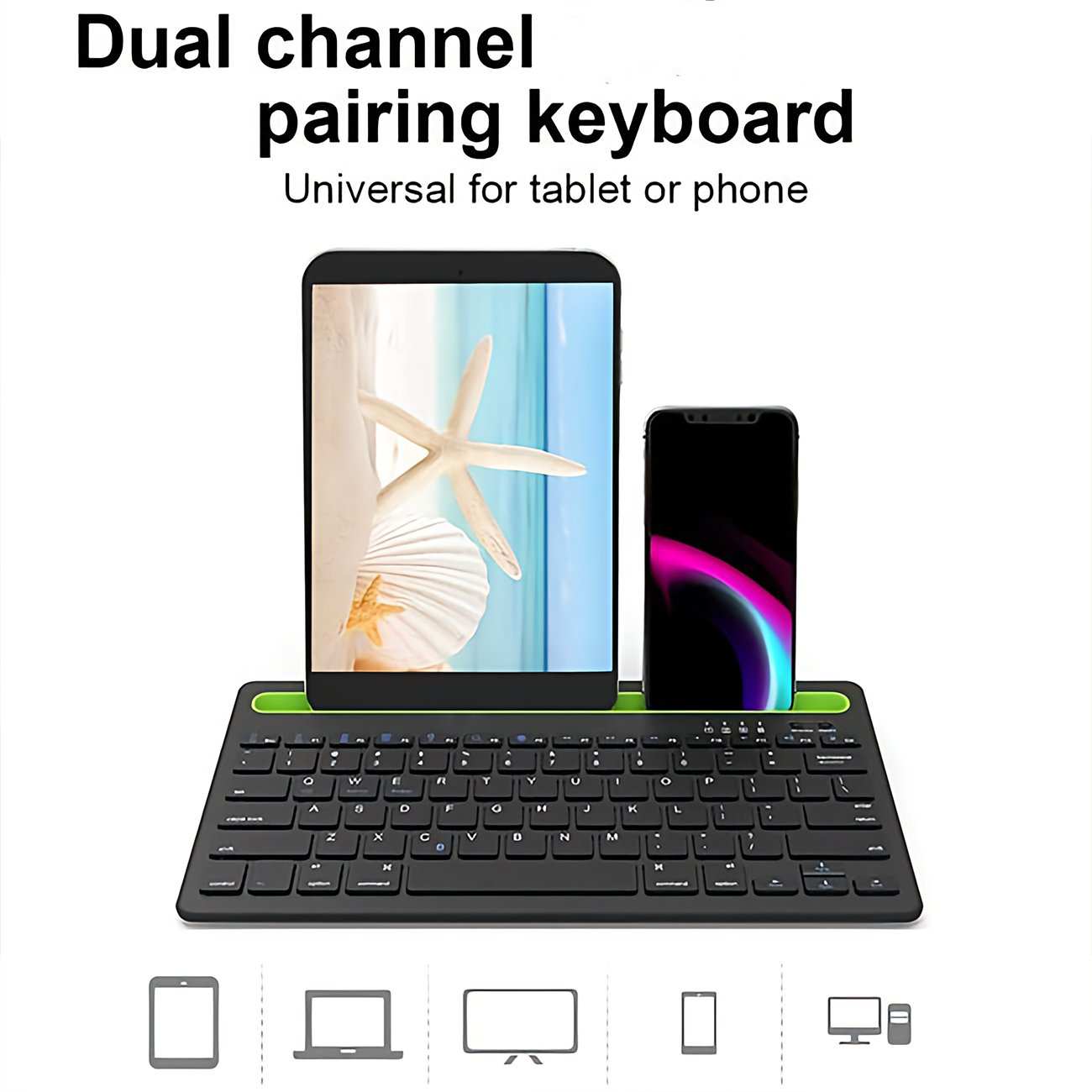 کیبورد بیسیم شارژی با استند موبایل و تبلت Multi-Platform