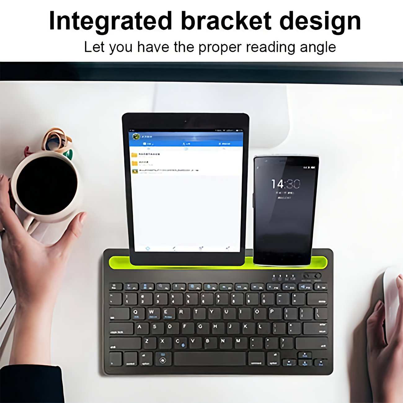 کیبورد بیسیم شارژی با استند موبایل و تبلت Multi-Platform
