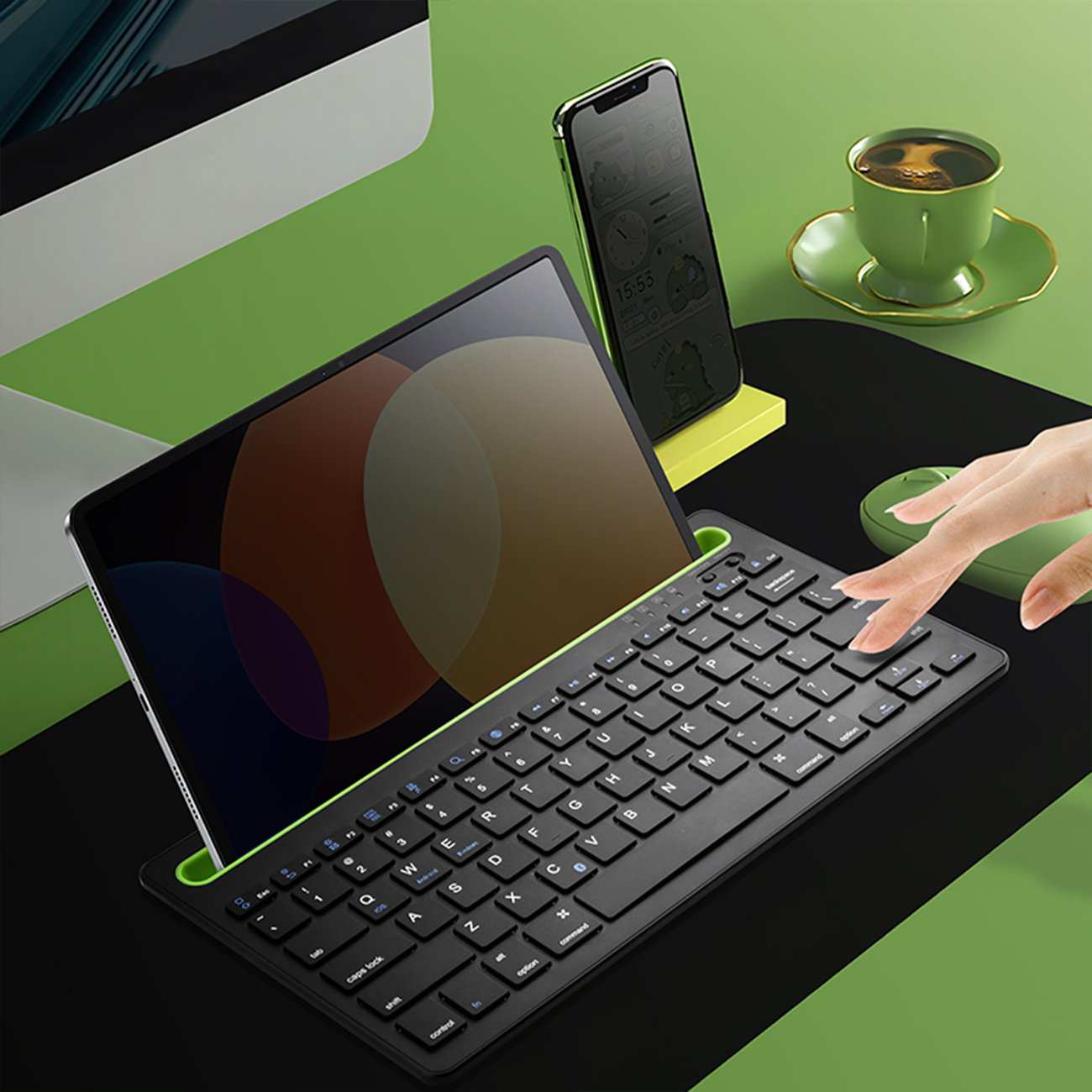 کیبورد بیسیم شارژی با استند موبایل و تبلت Multi-Platform
