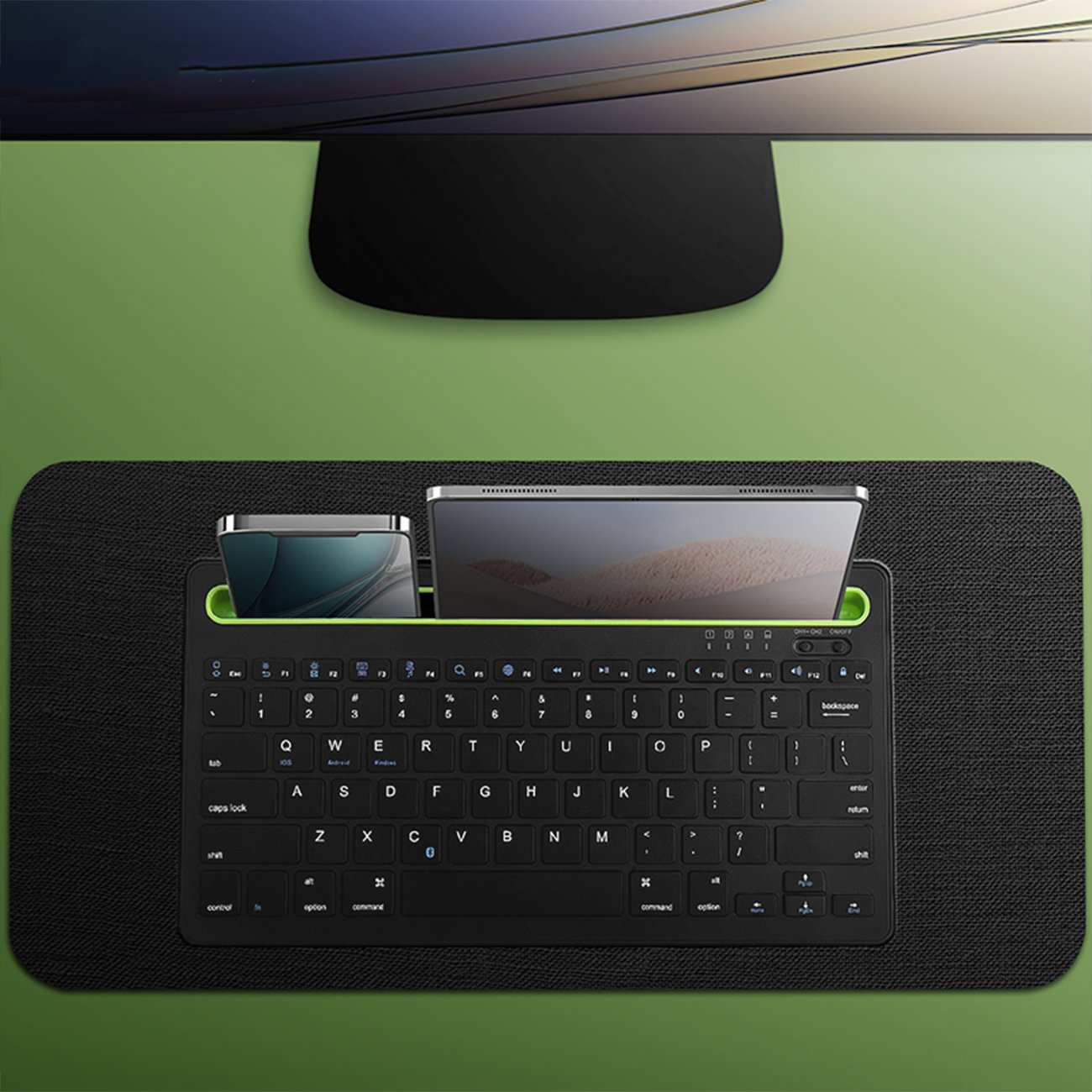 کیبورد بیسیم شارژی با استند موبایل و تبلت Multi-Platform