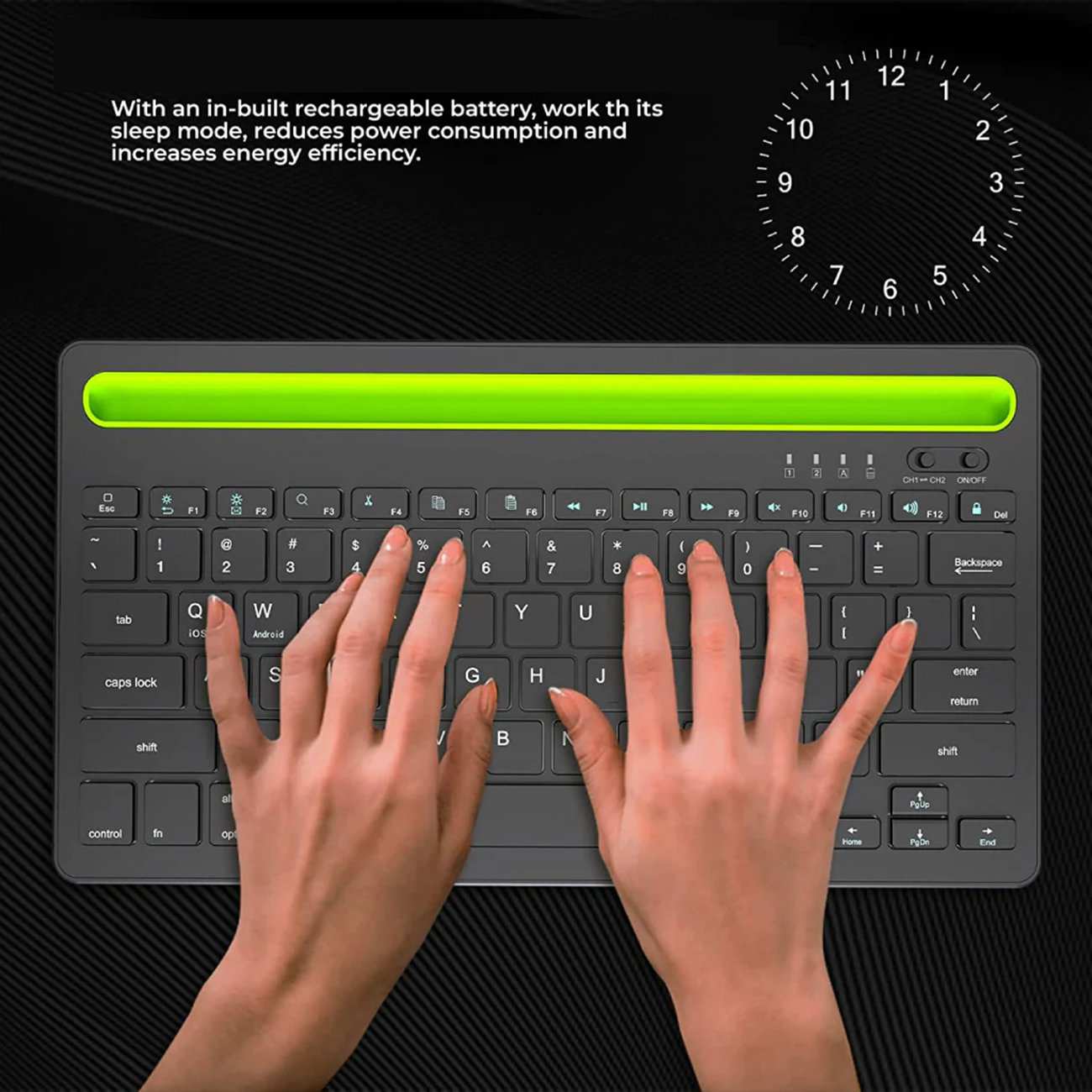 کیبورد بیسیم شارژی با استند موبایل و تبلت Multi-Platform