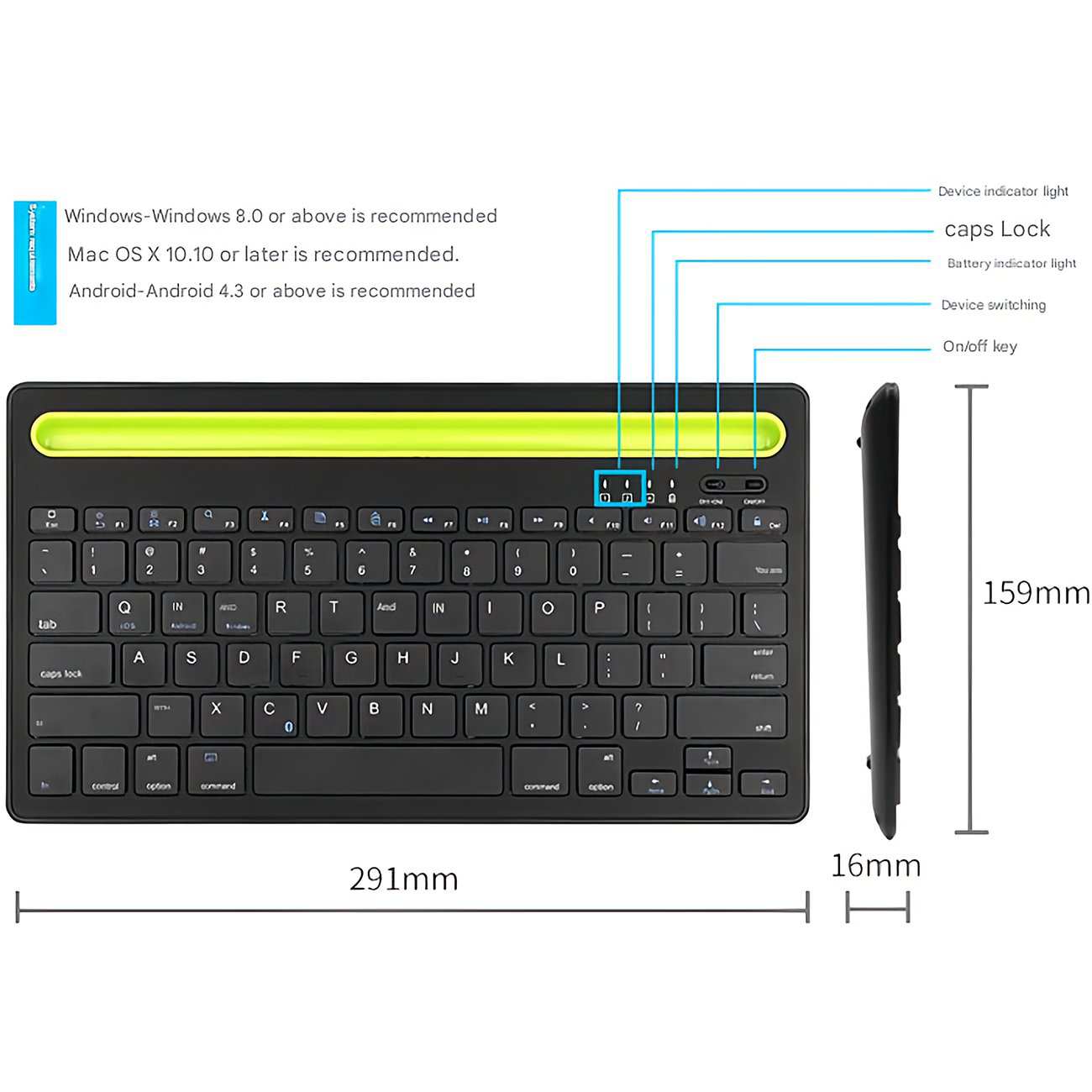 کیبورد بیسیم شارژی با استند موبایل و تبلت Multi-Platform