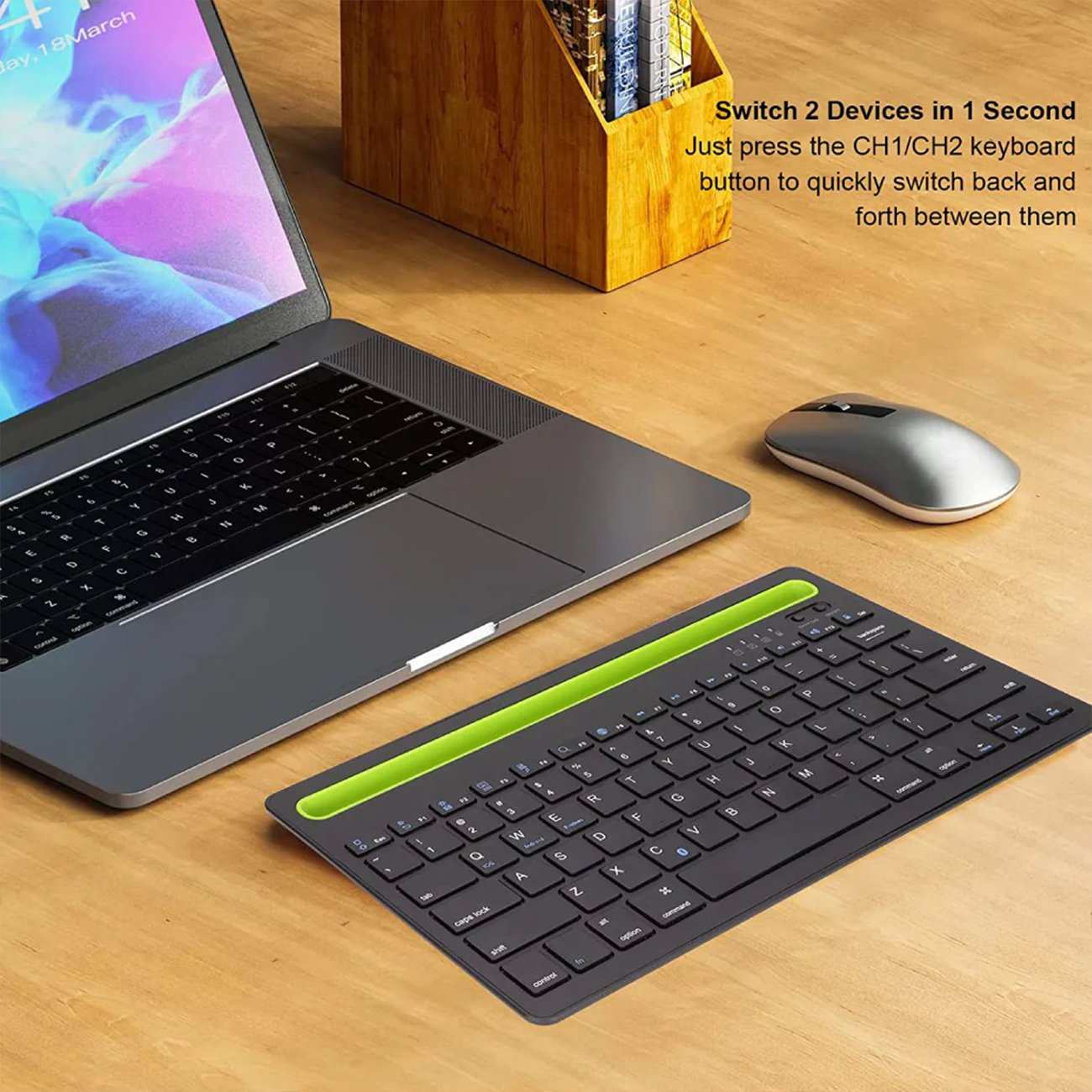 کیبورد بیسیم شارژی با استند موبایل و تبلت Multi-Platform