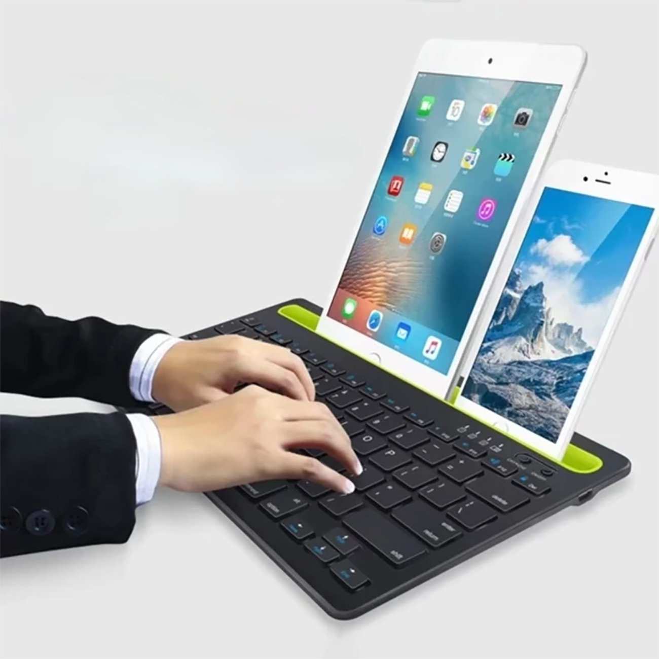 کیبورد بیسیم شارژی با استند موبایل و تبلت