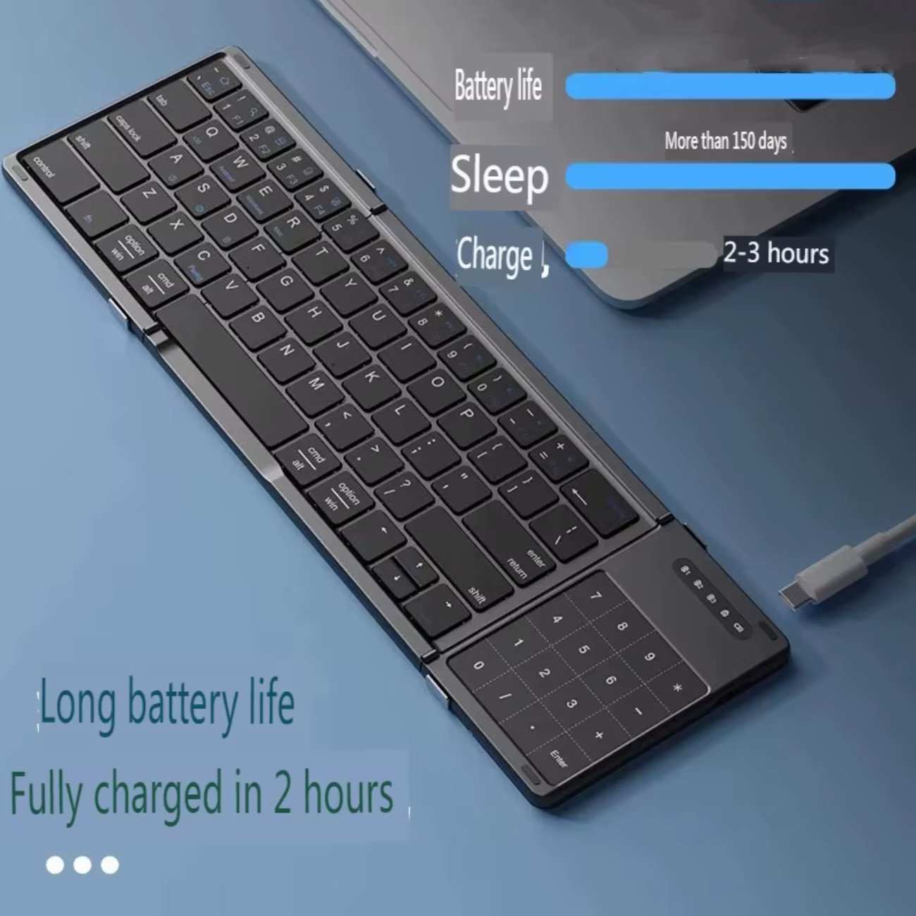 کیبورد بیسیم تاشو شارژی با تاچ پد Foldable Keyboard