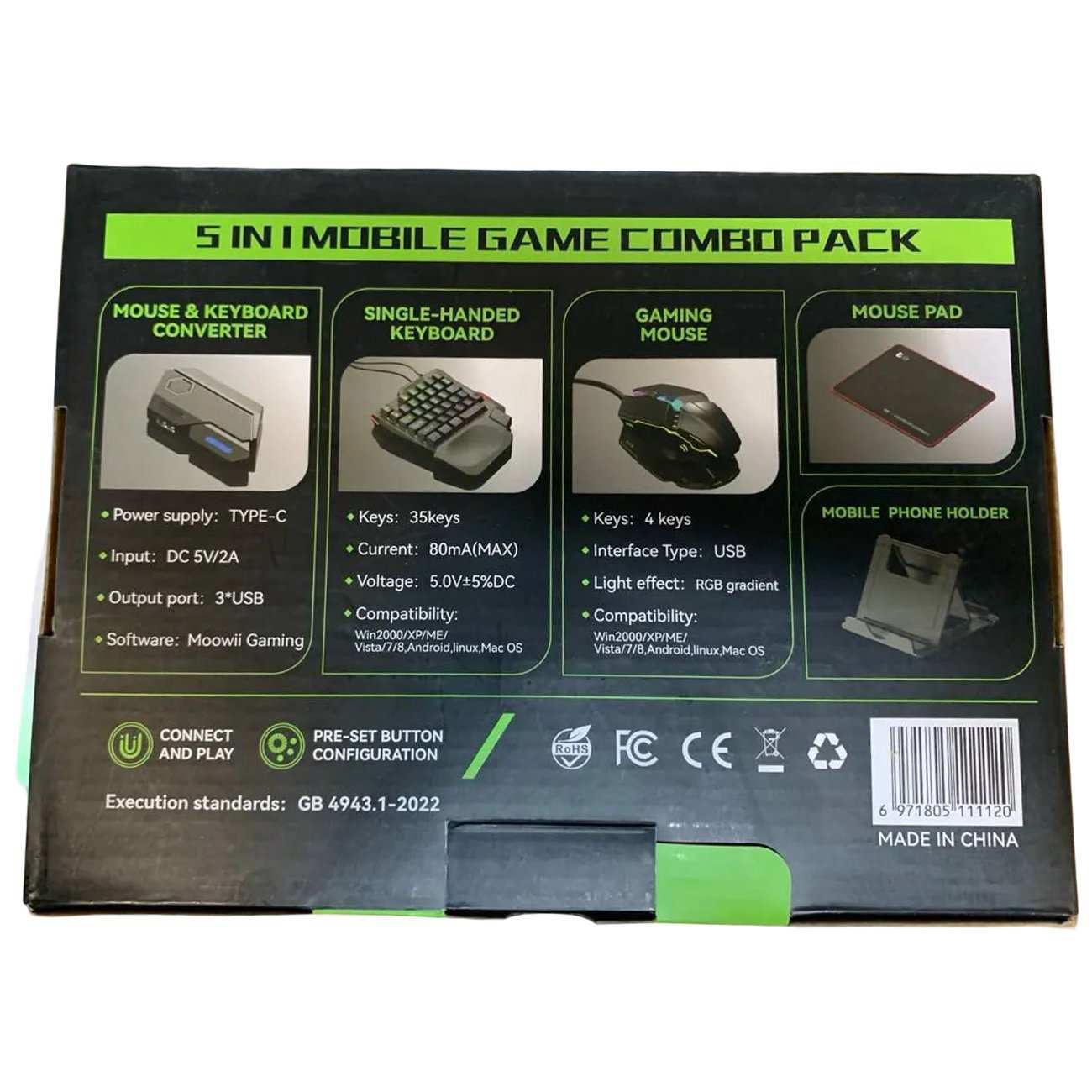 ست گیمینگ کیبورد، موس، مبدل وایرلس، پد موس و هولدر گوشی موبایل +MIX SE