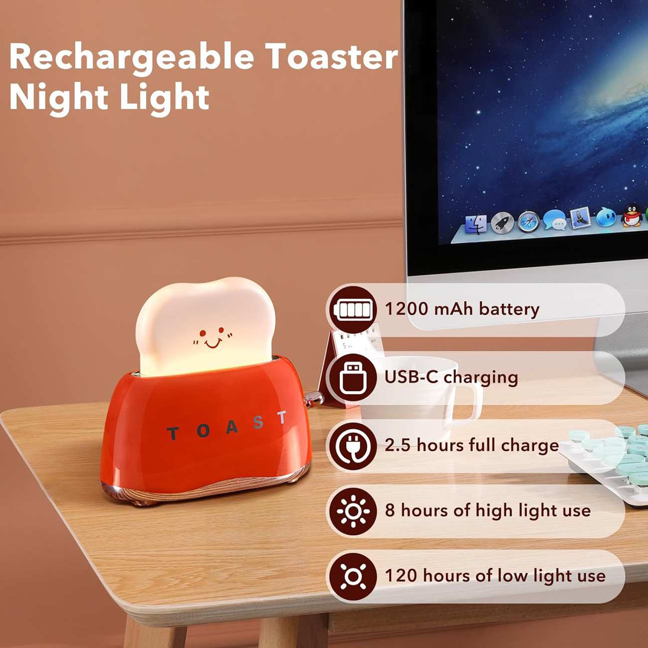 چراغ خواب فانتزی شارژی ZD-8862 طرح توستر