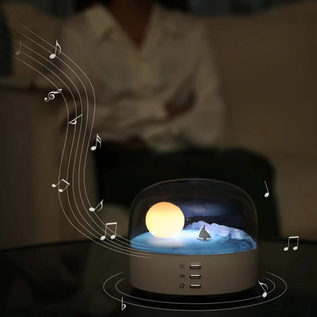 چراغ خواب رومیزی شارژی LJC-213 طرح ماه