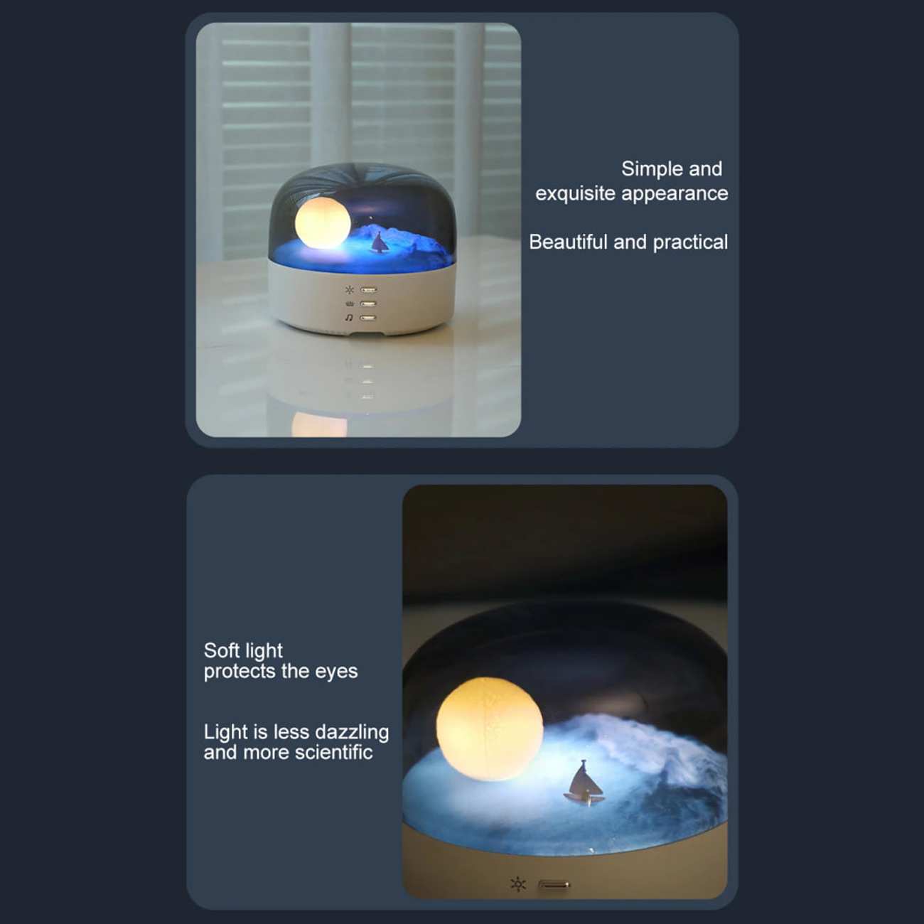 چراغ خواب رومیزی شارژی LJC-213 طرح ماه