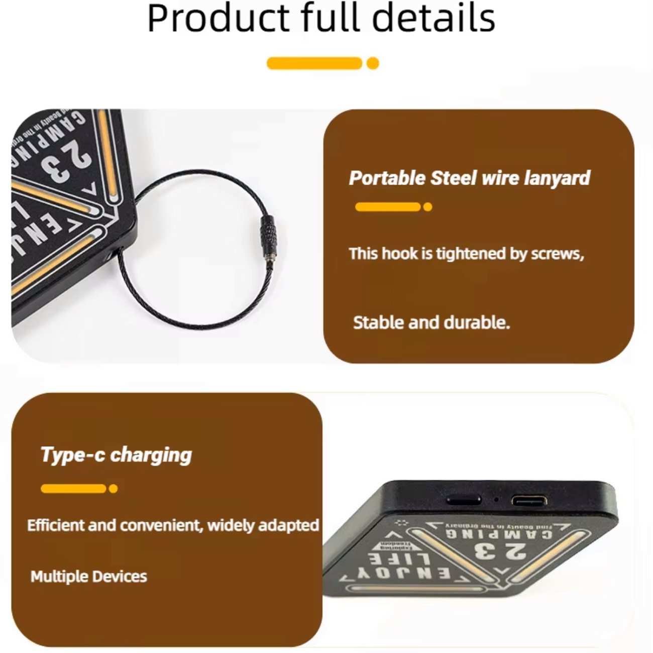 چراغ شارژی و لامپ کمپینگ هشدار قابل حمل YC-YD02