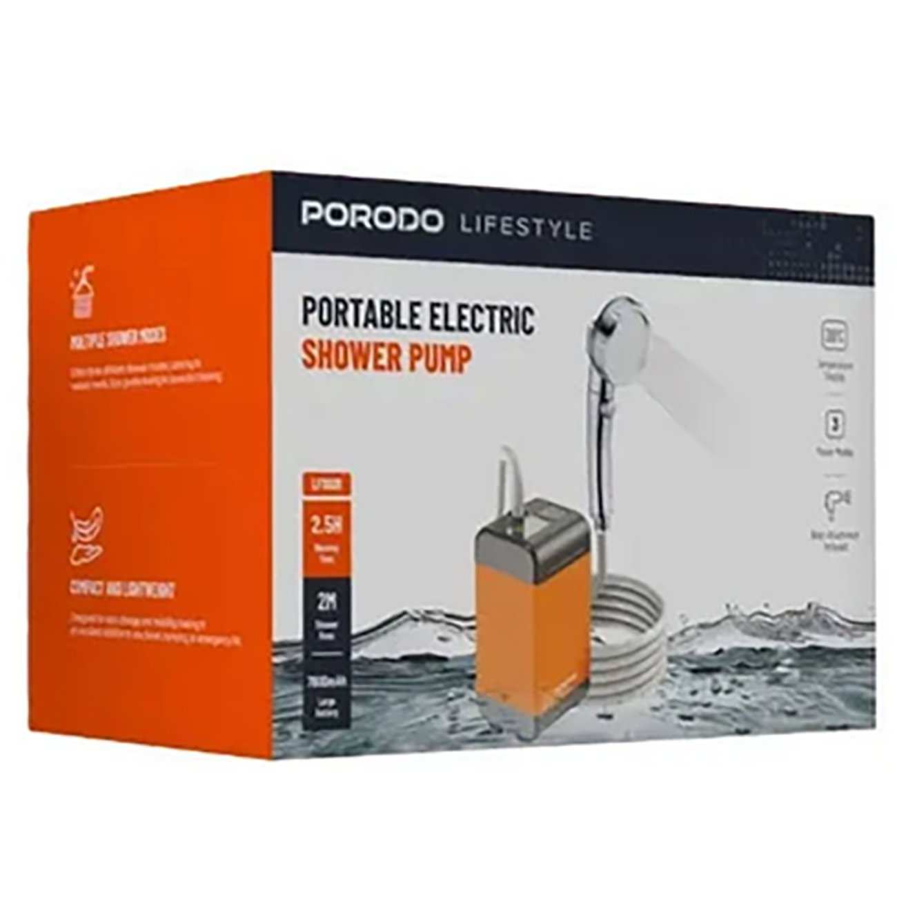 دوش حمام مسافرتی شارژی پورودو PD-LFST021-0G