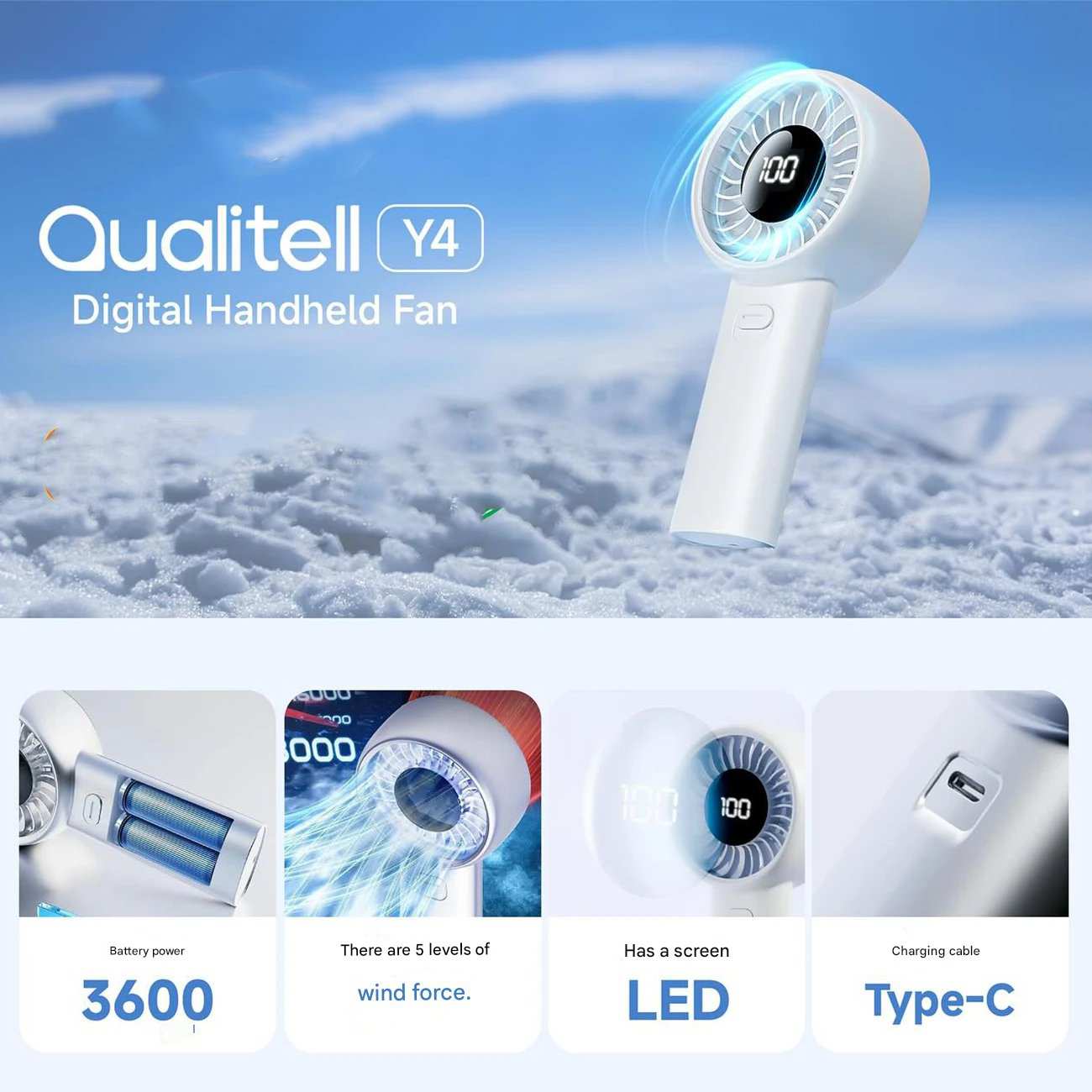 پنکه شارژی دستی دیجیتالی کوالیتل Qualitell Y4