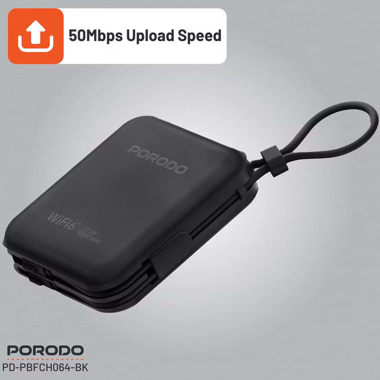 مودم همراه 4G LTE و پاوربانک 10000 با توان 22.5 وات پورودو PD-PBFCH064-BK