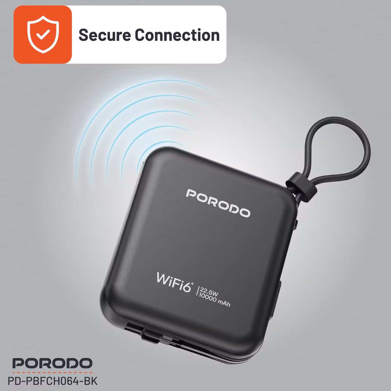 مودم همراه 4G LTE و پاوربانک 10000 با توان 22.5 وات پورودو PD-PBFCH064-BK