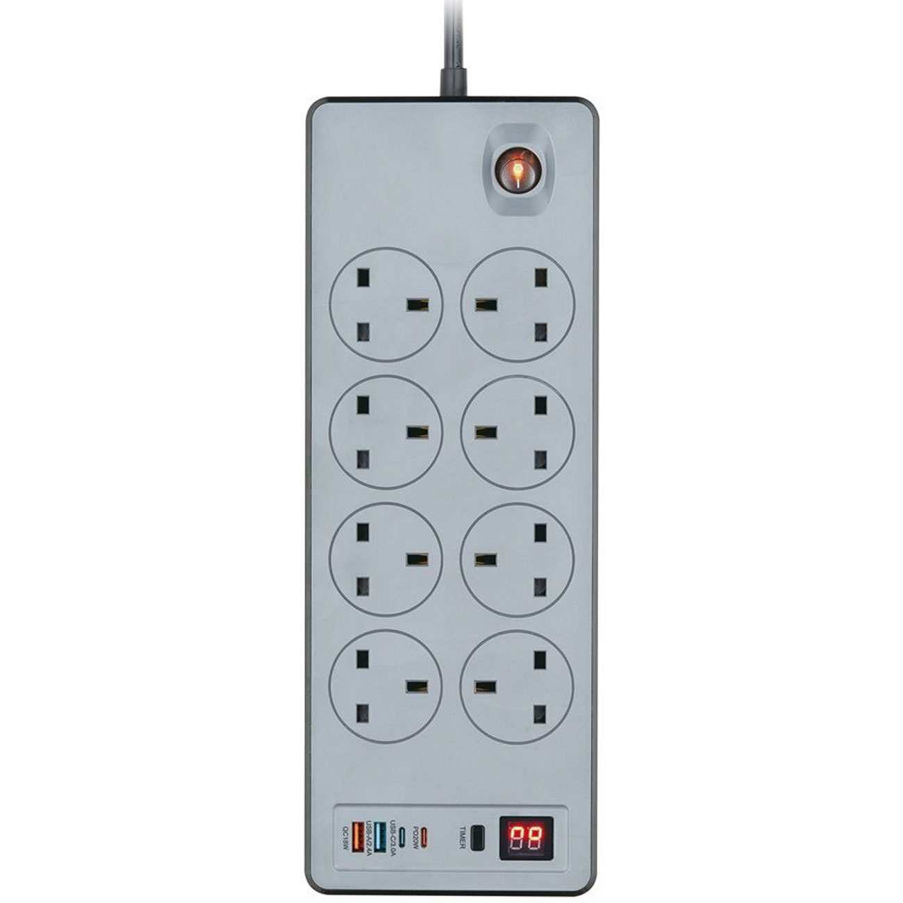 چند راهی برق 8 سوکت 2990 وات، دو USB و دو تایپ سی پاورولوژی PWCUQC047BK