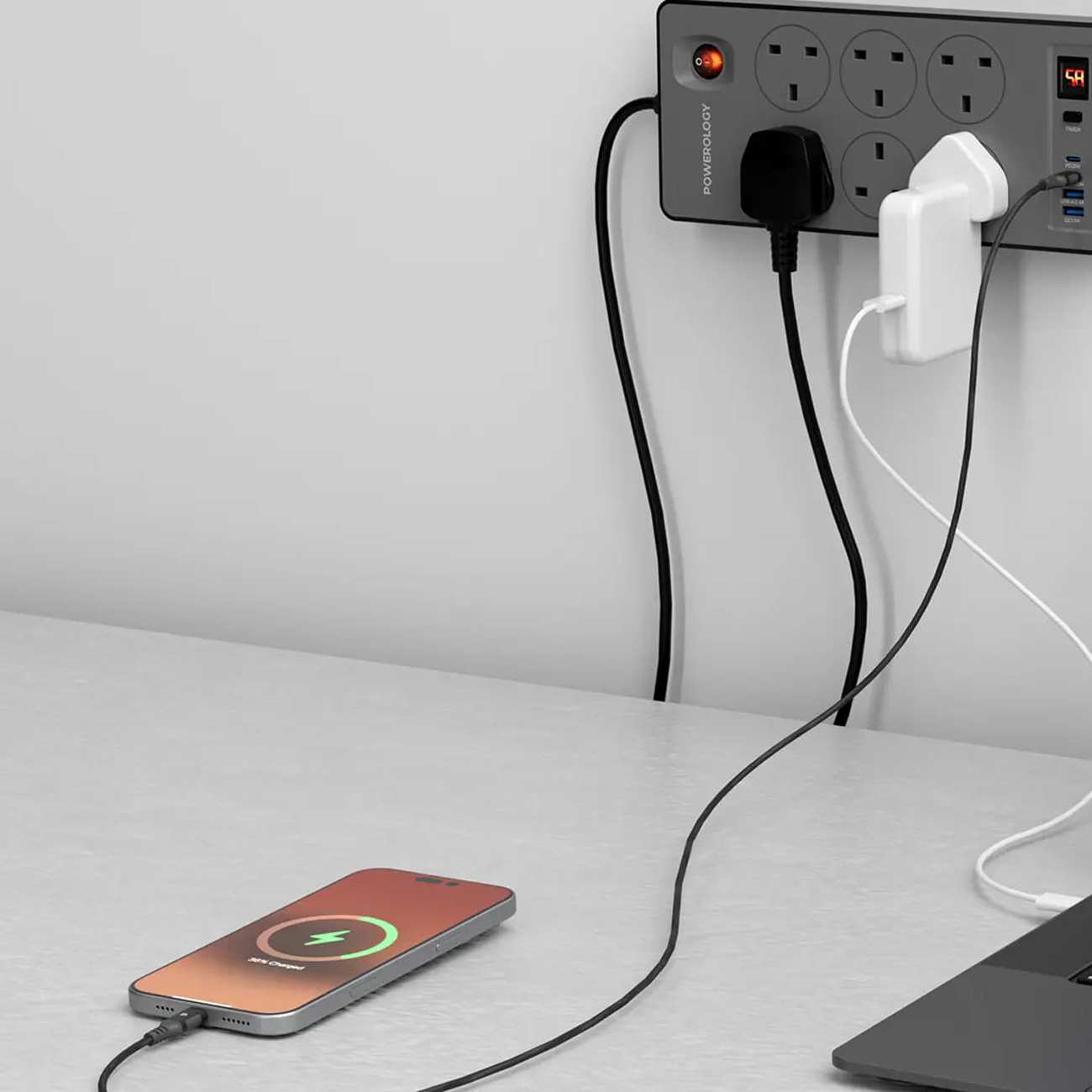 چند راهی و محافظ برق 2990 وات 6 سوکت، 2*USB و 2*type-c پاورولوژی PWC046