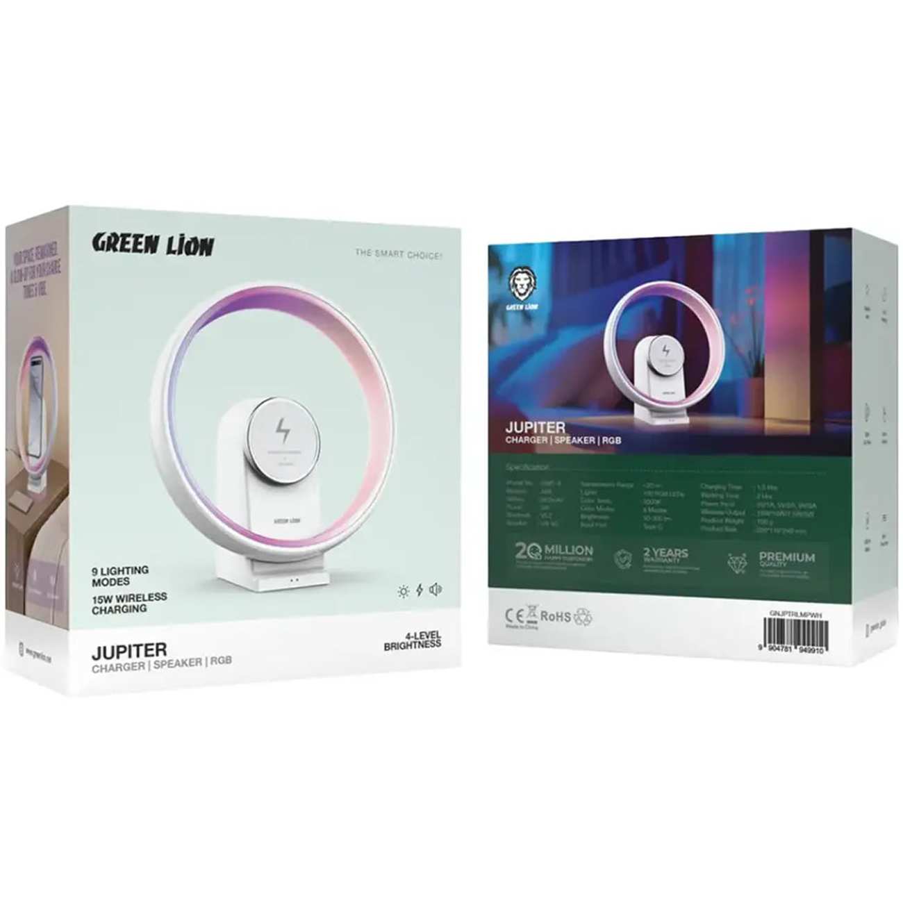 اسپیکر بلوتوث، چراغ خواب و شارژر وایرلس گرین لاین Green Lion GNJPTRLMPWH